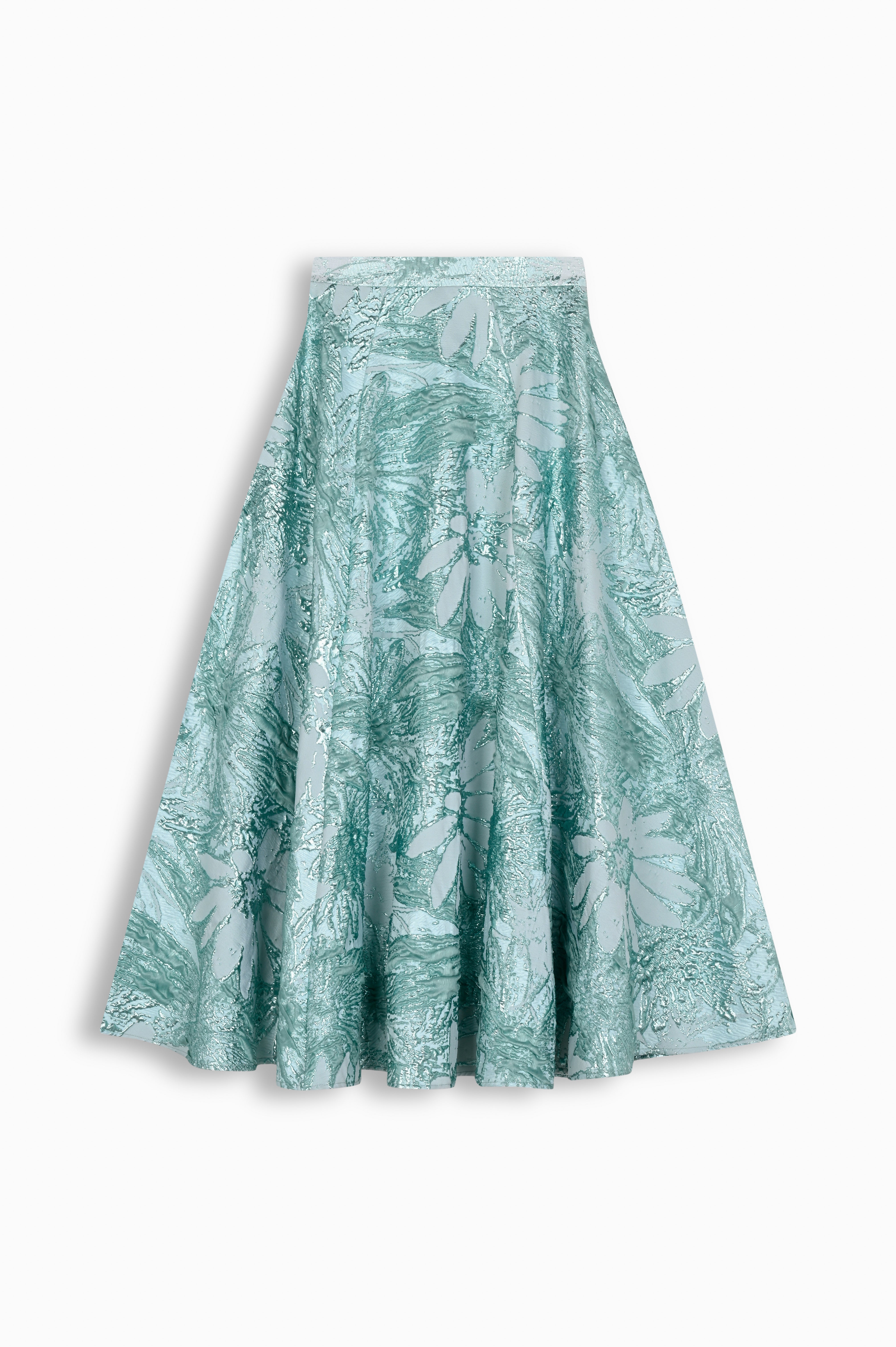 Seafoam Green Brocade Midi Skirt