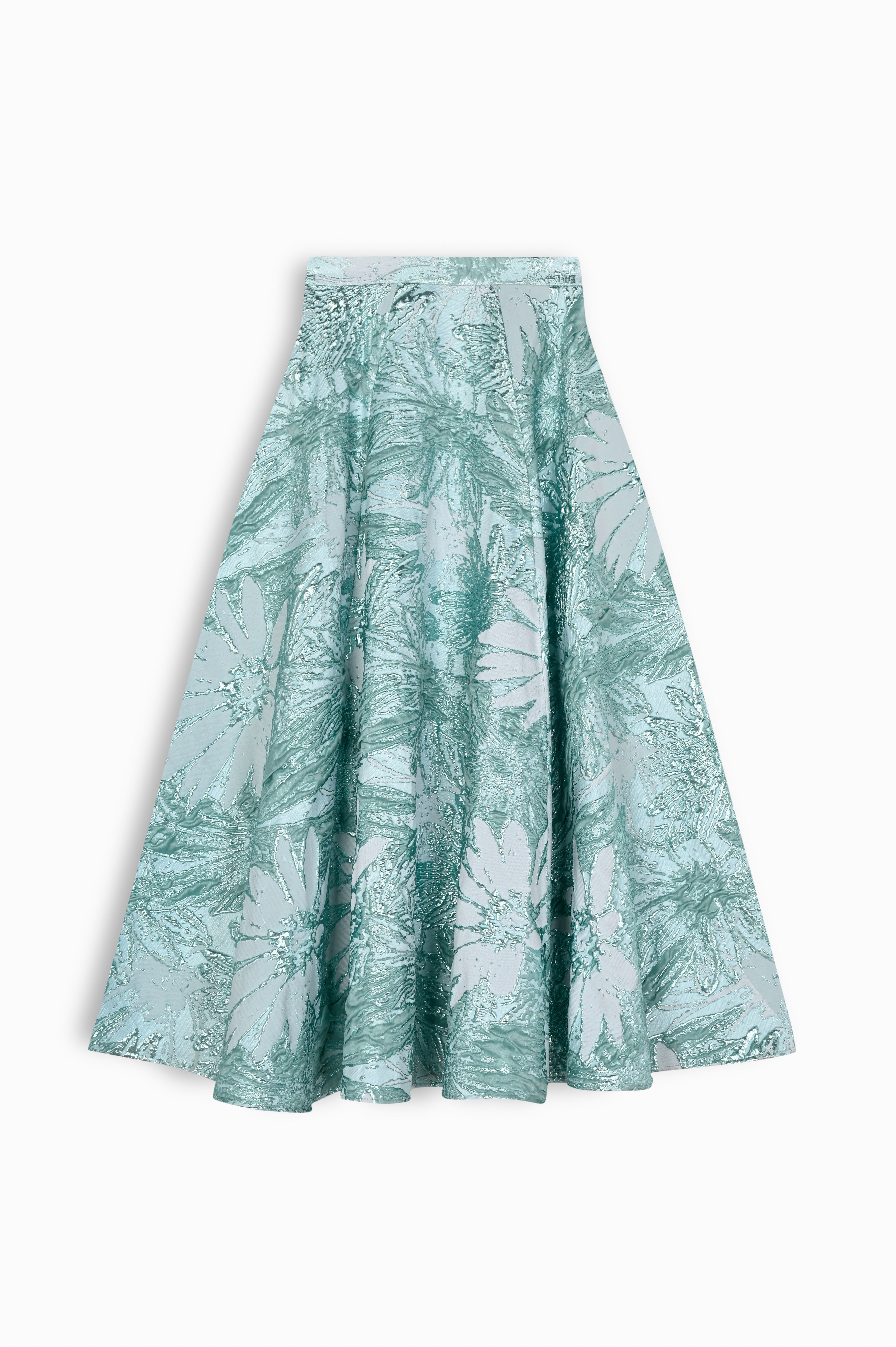 Seafoam Green Brocade Midi Skirt