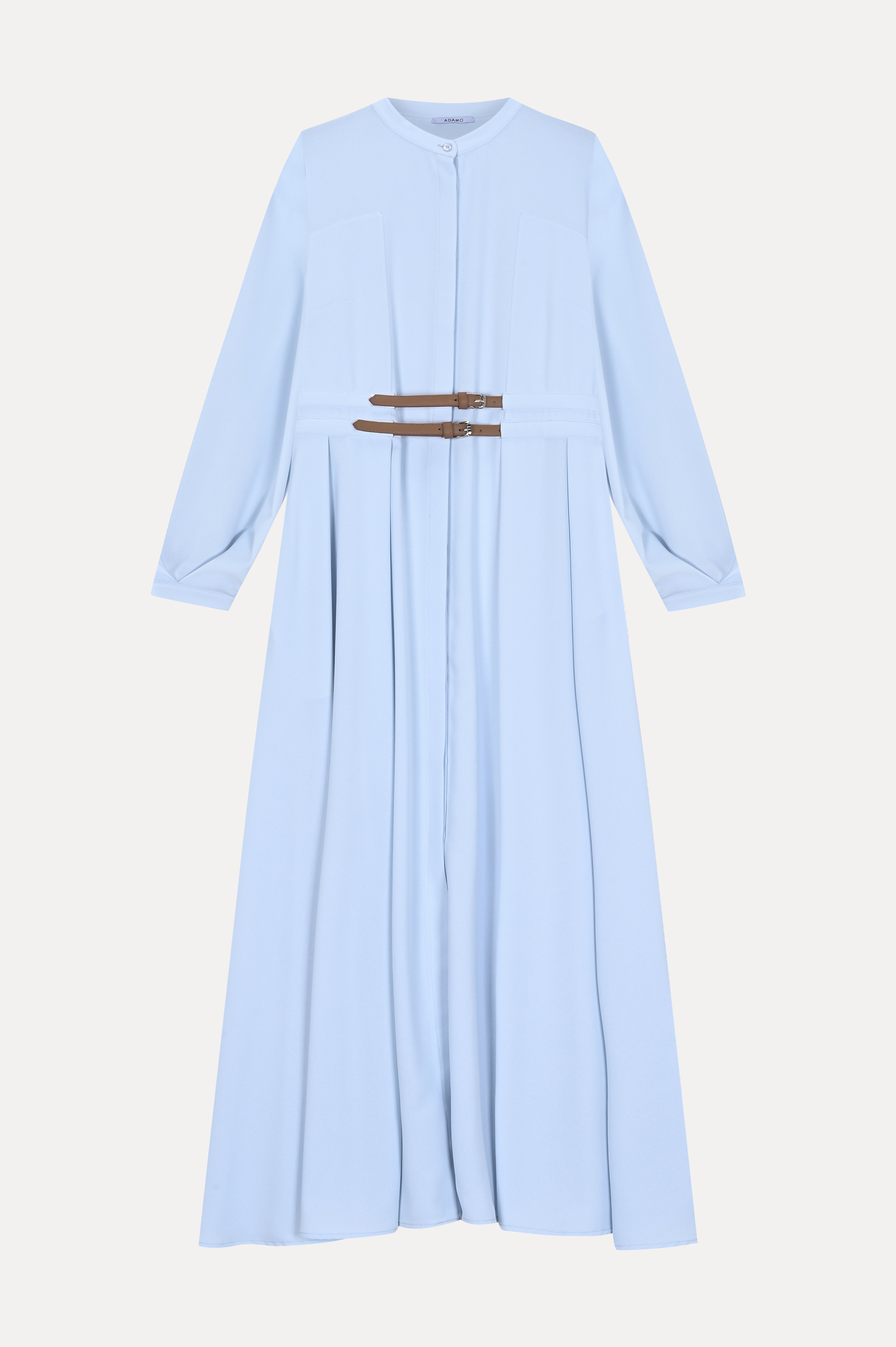 Baby Blue Belted Long Dress