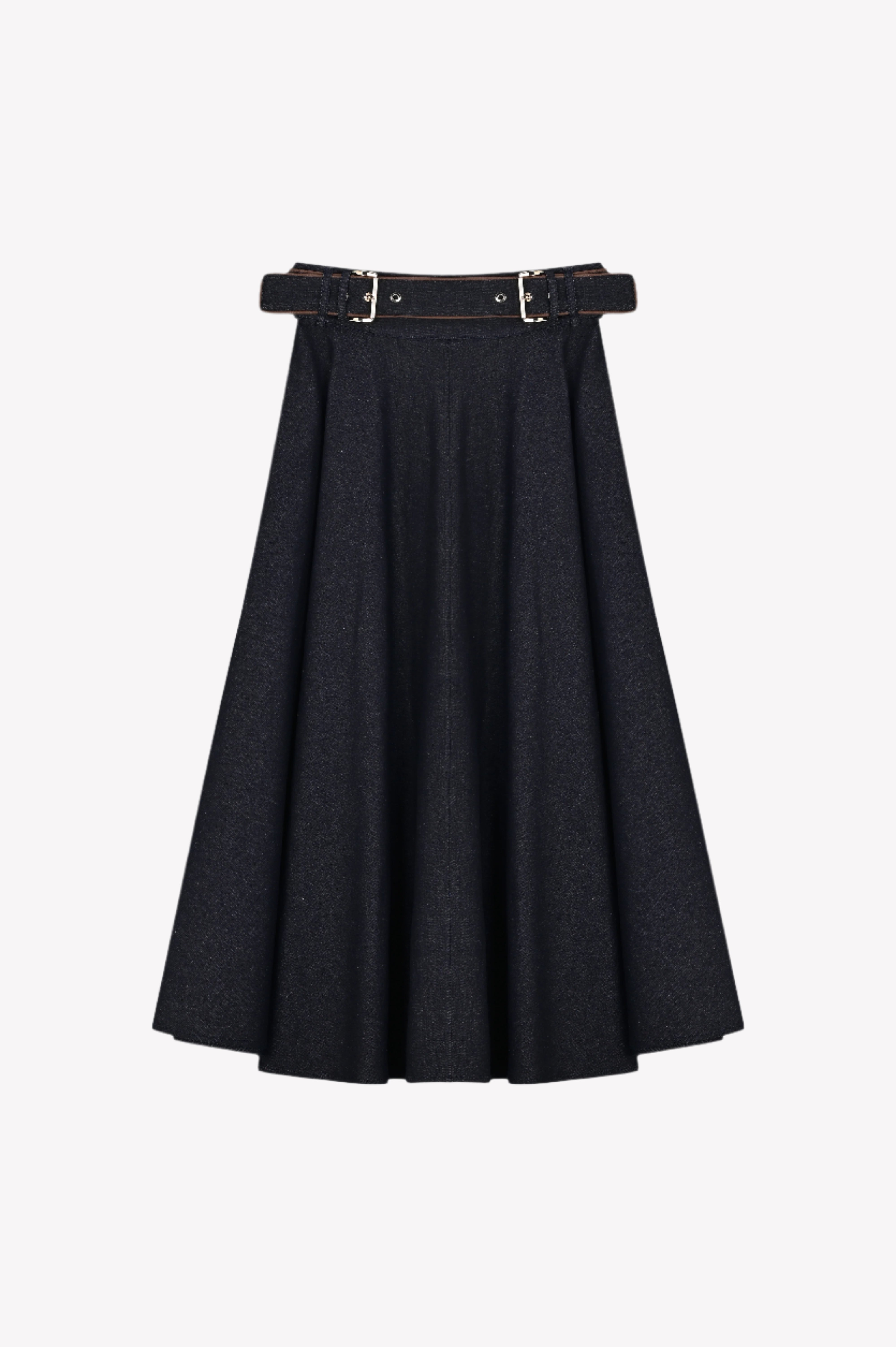 Midnight Navy Flare Denim Skirt