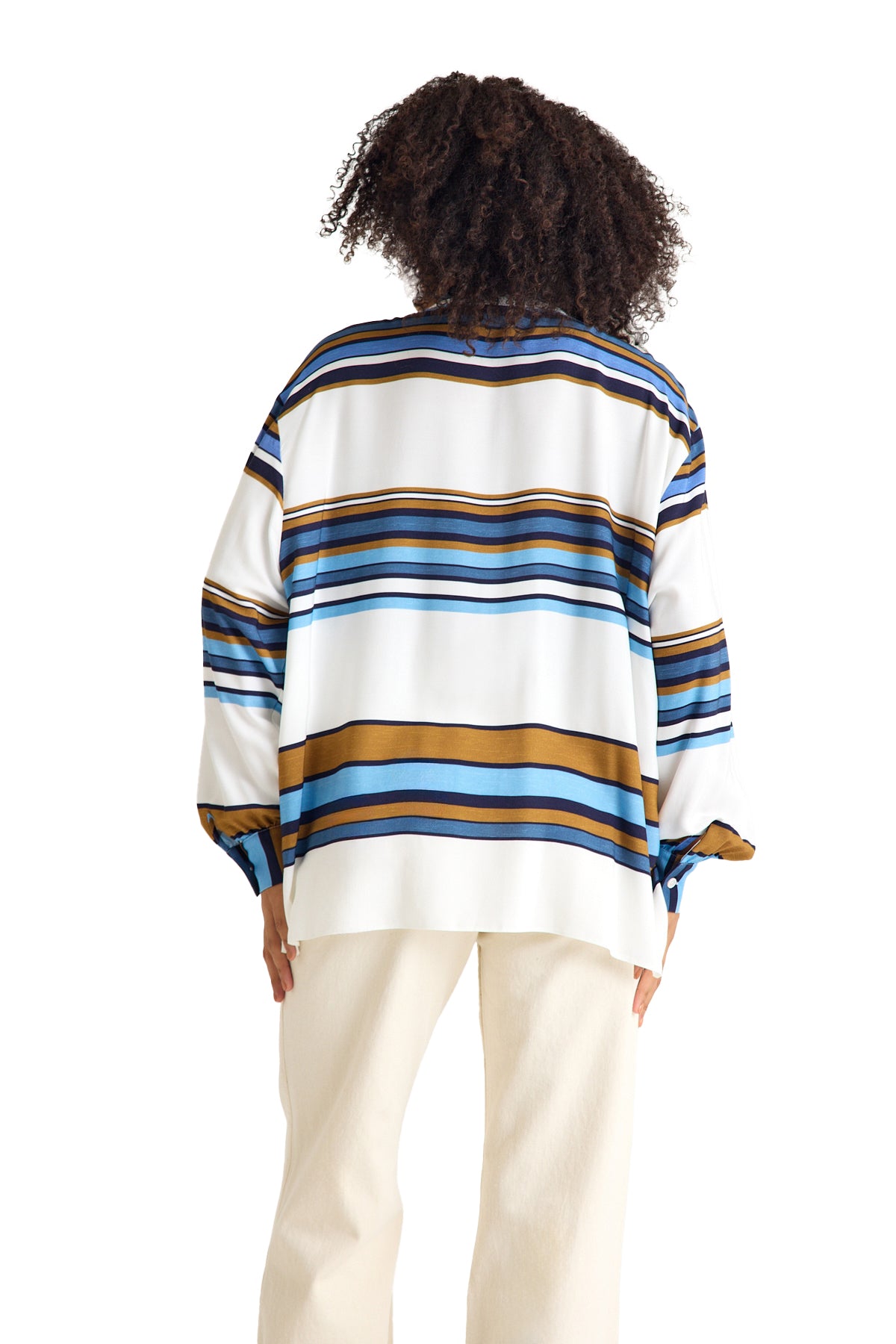 Striped Women's Blouse with Embroidery