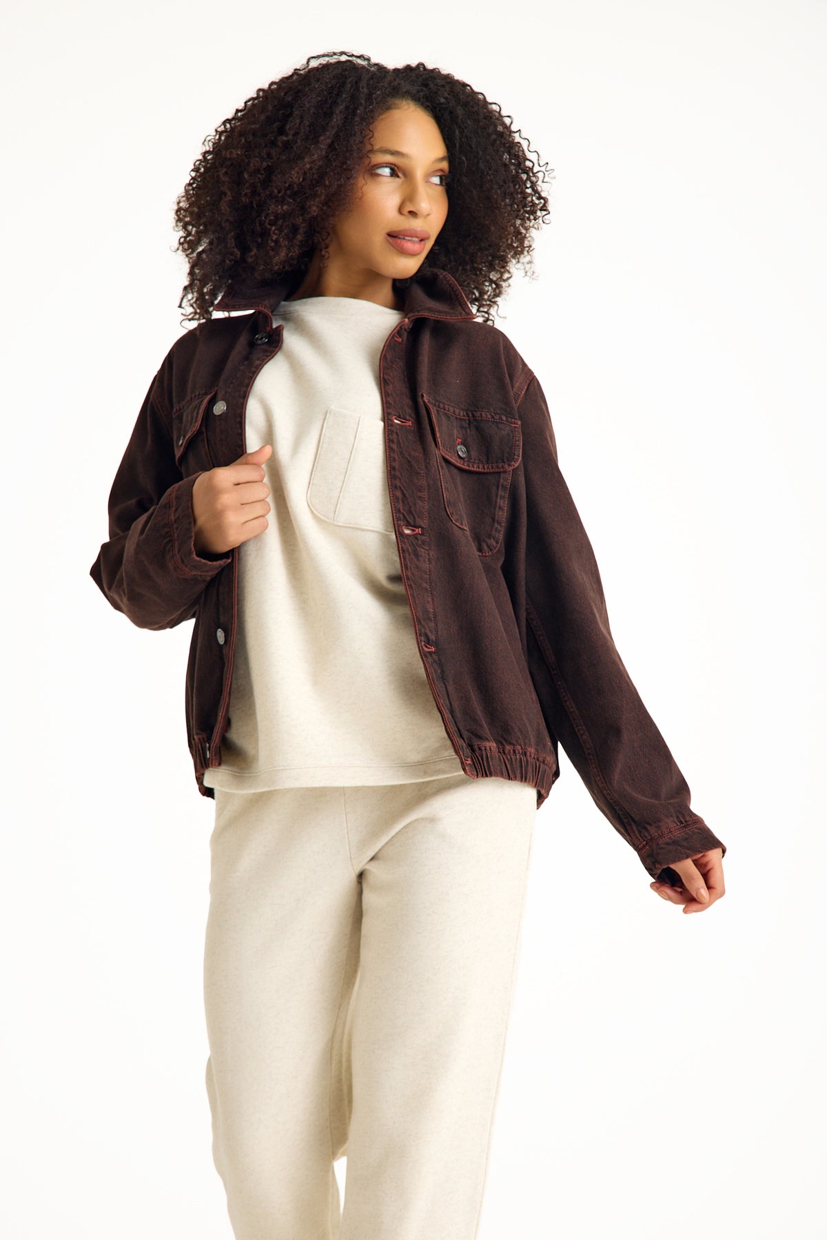 Burgundy Denim Women's Jacket