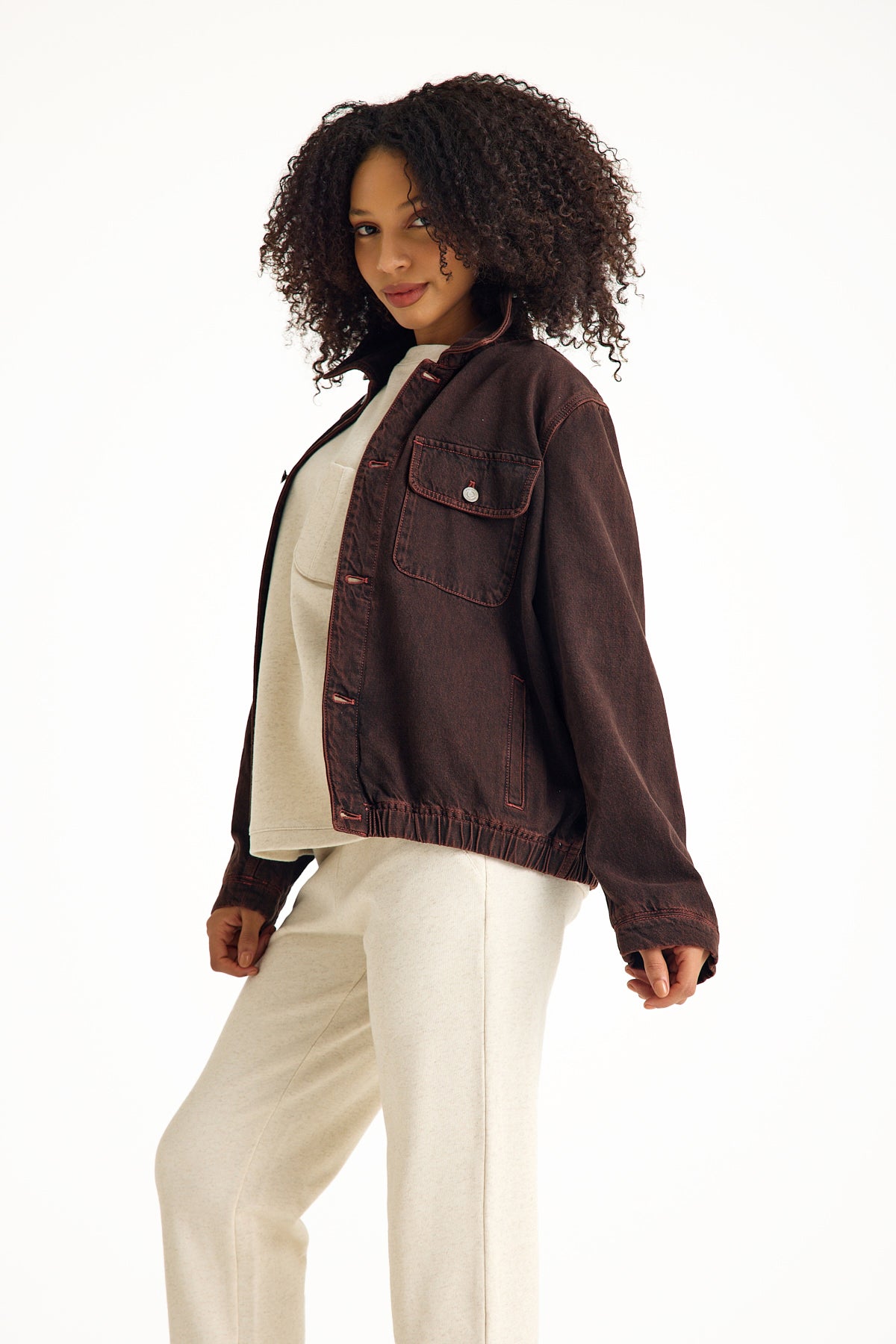 Burgundy Denim Women's Jacket