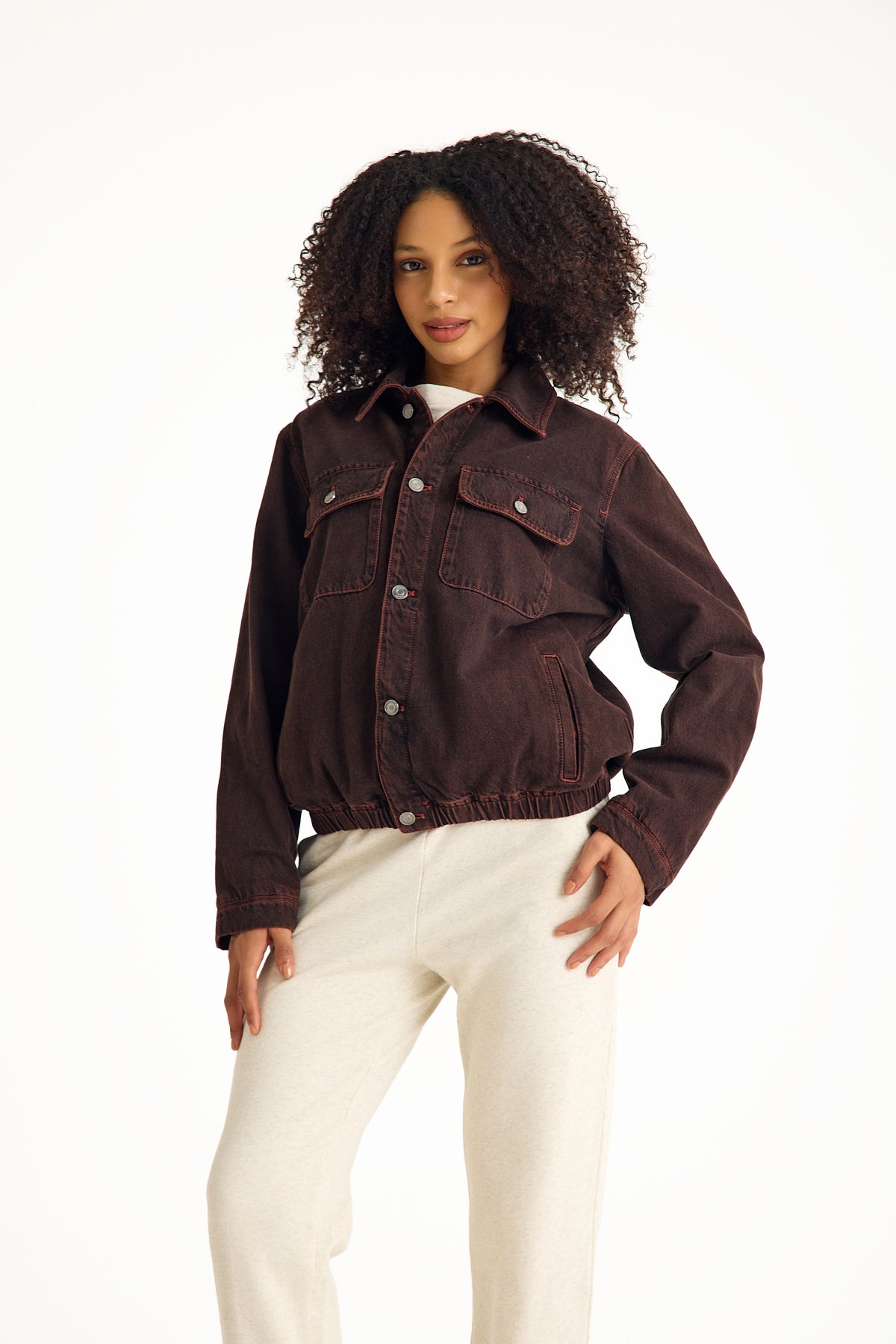 Burgundy Denim Women's Jacket