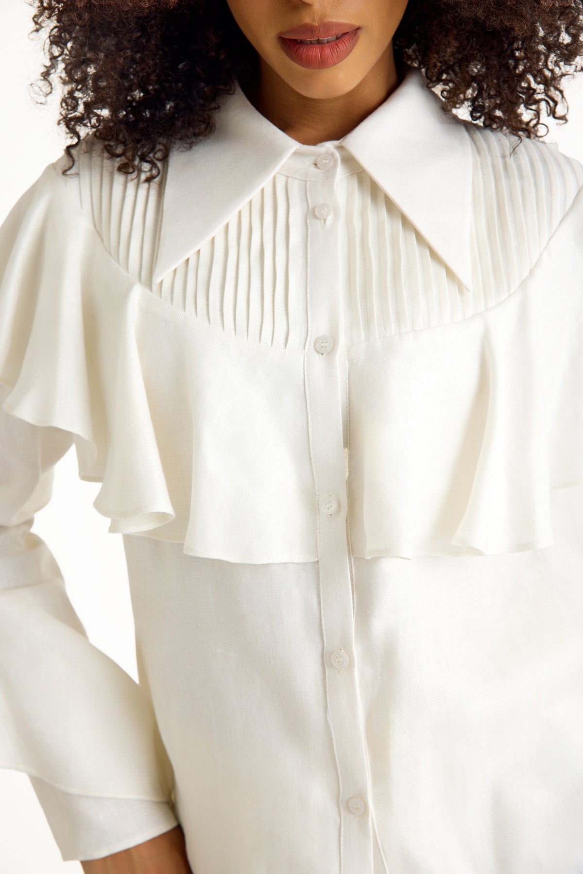 White Ruffled Women's Blouse