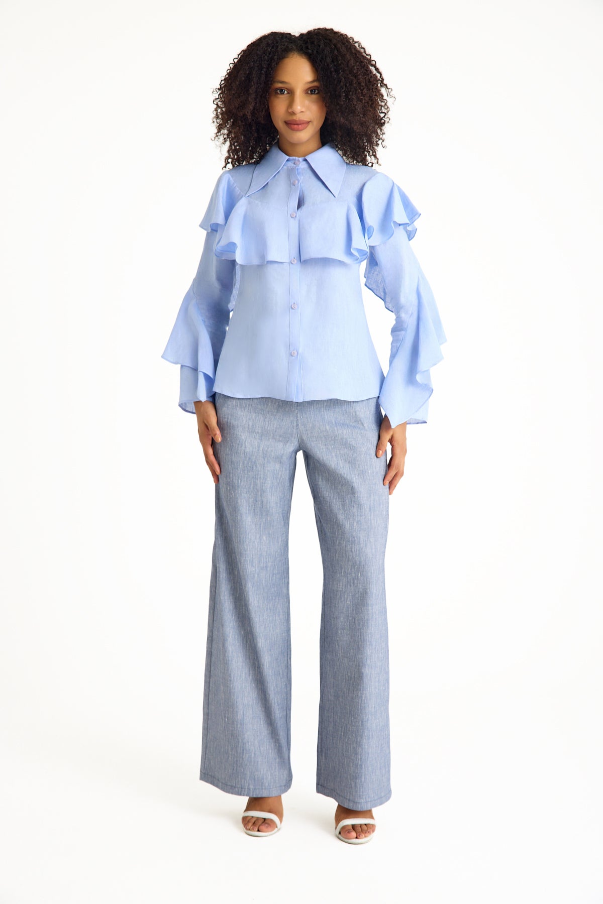 Azul Blue Ruffled Women's Blouse