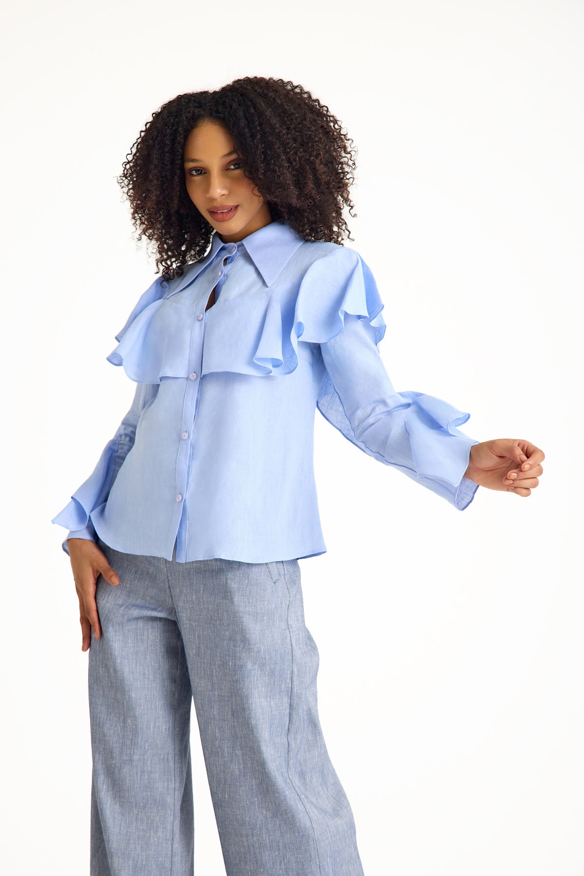 Azul Blue Ruffled Women's Blouse