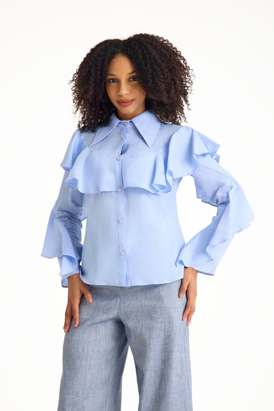 Azul Blue Ruffled Women's Blouse