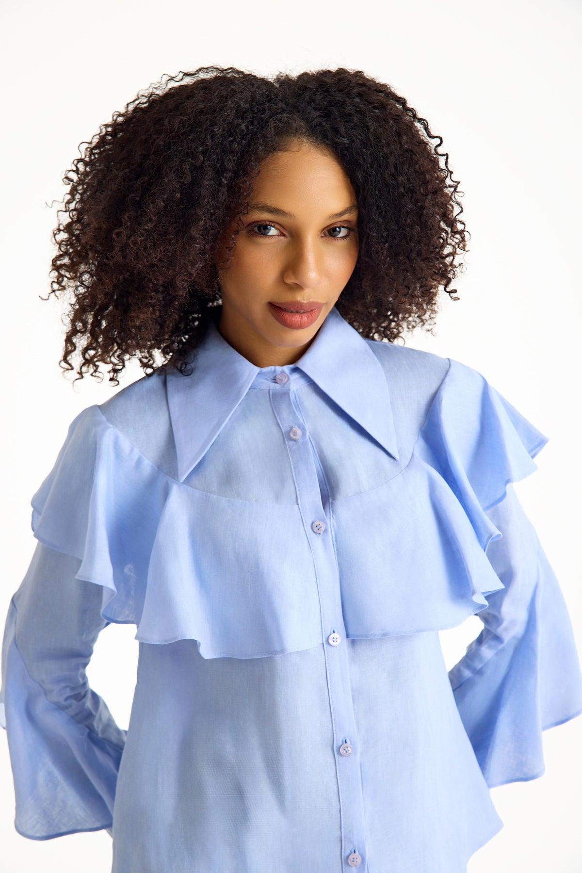 Azul Blue Ruffled Women's Blouse