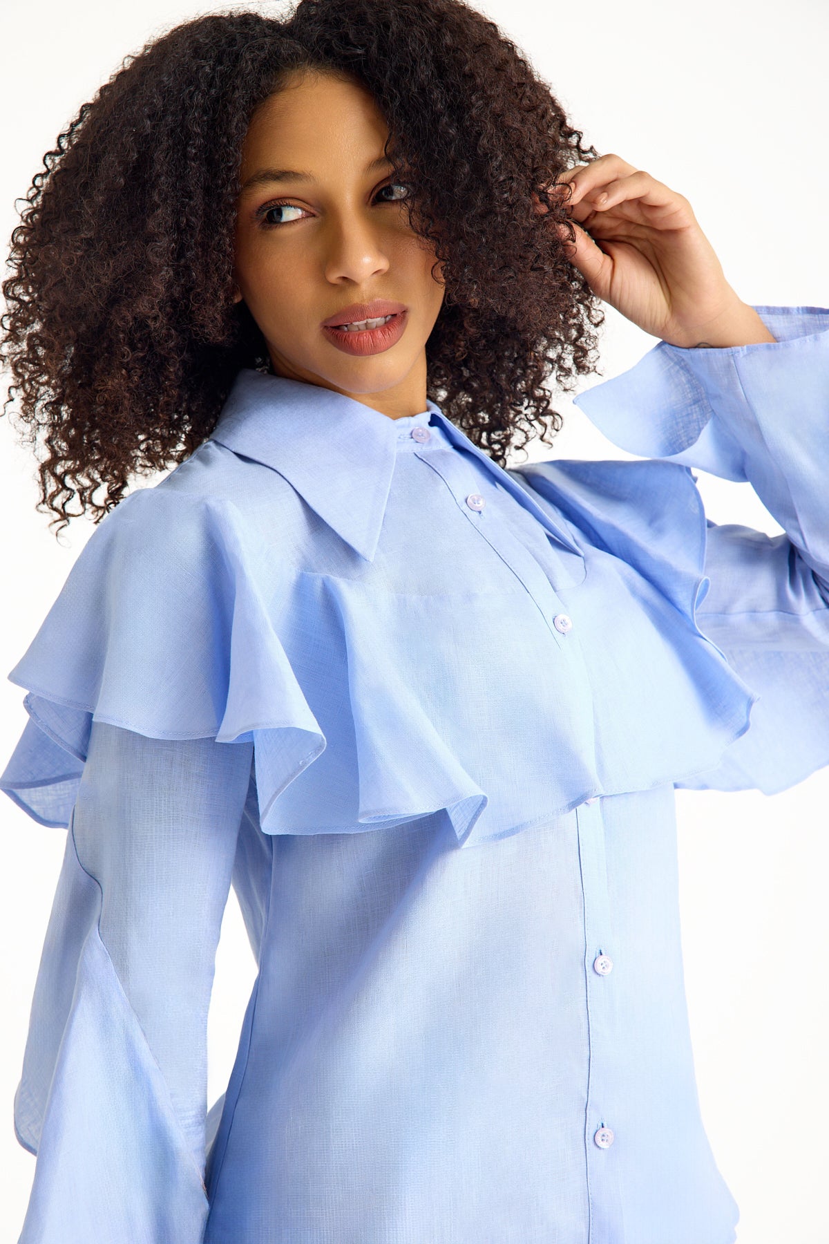 Azul Blue Ruffled Women's Blouse