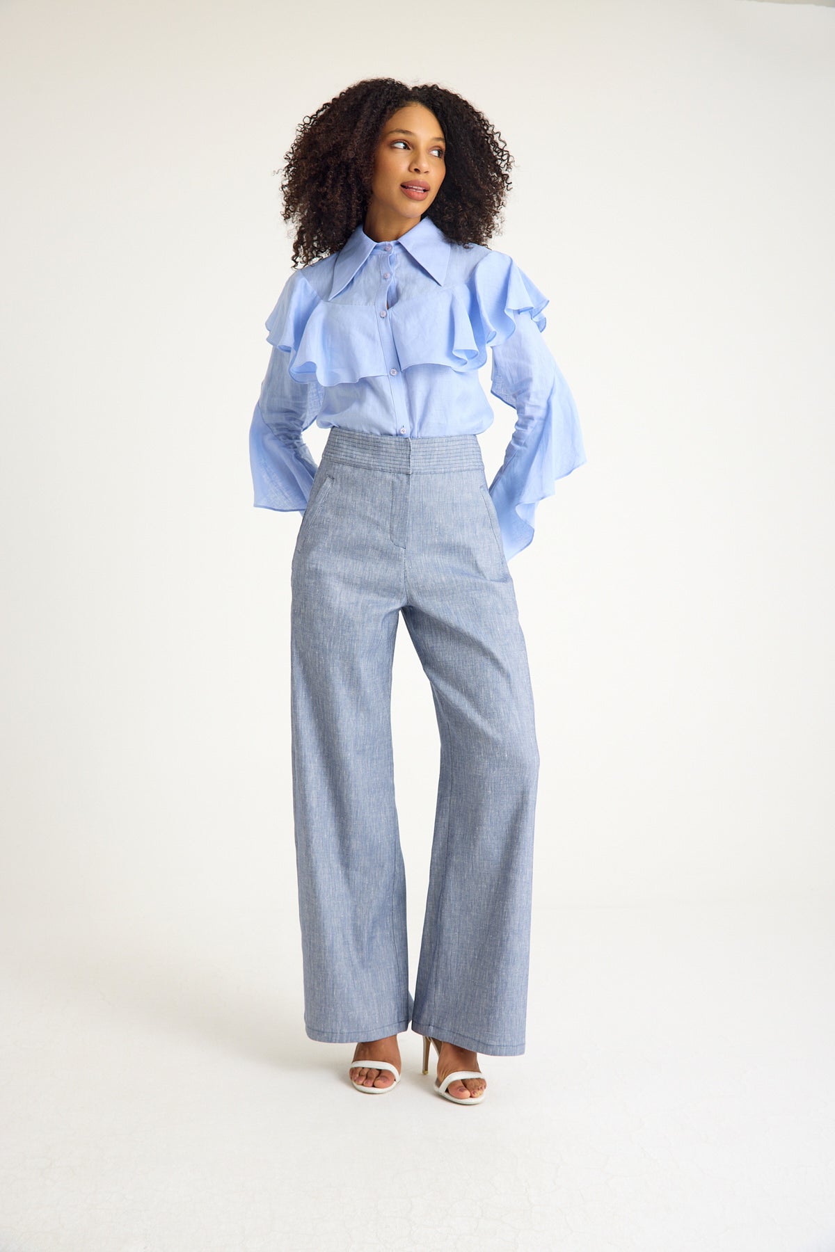 Azul Blue Ruffled Shirt