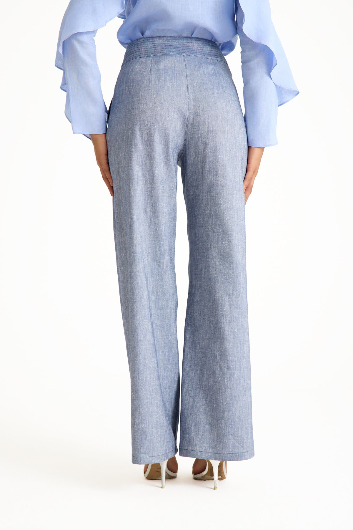 Light Blue High-Waisted Women's Trousers