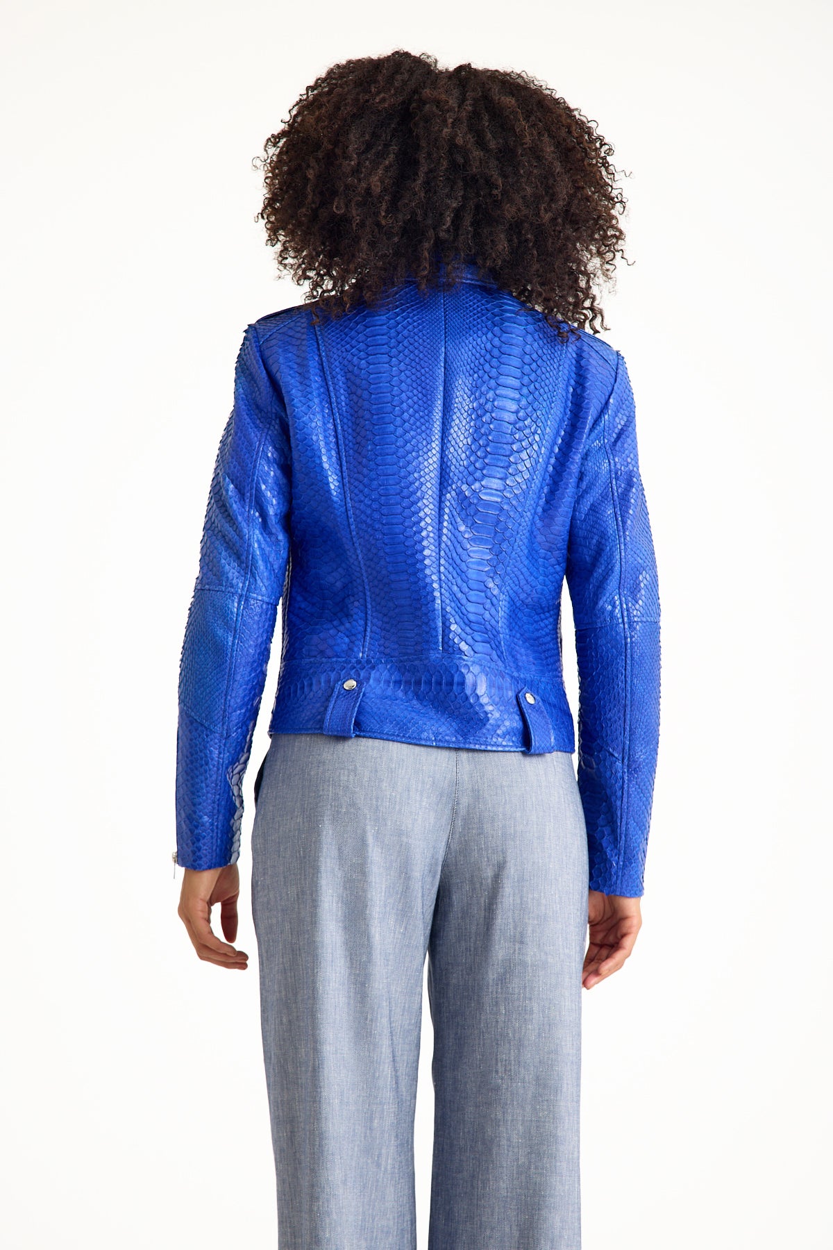 Blue Python Leather Women's Jacket