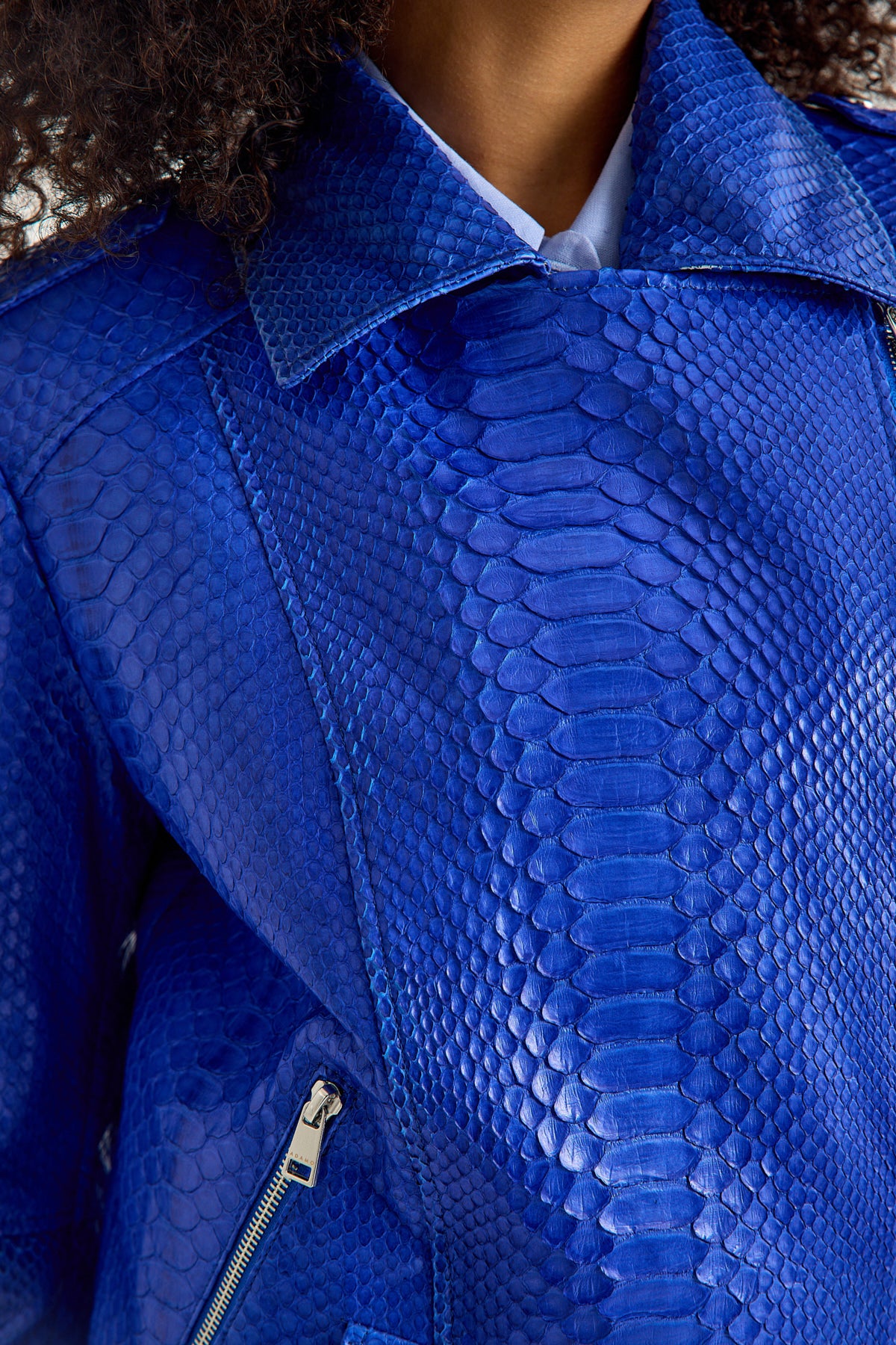 Blue Python Leather Women's Jacket