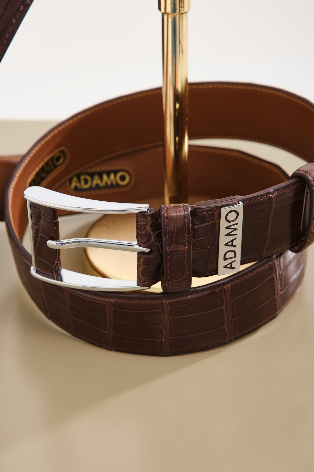 Cognac Color Crocodile Leather belt