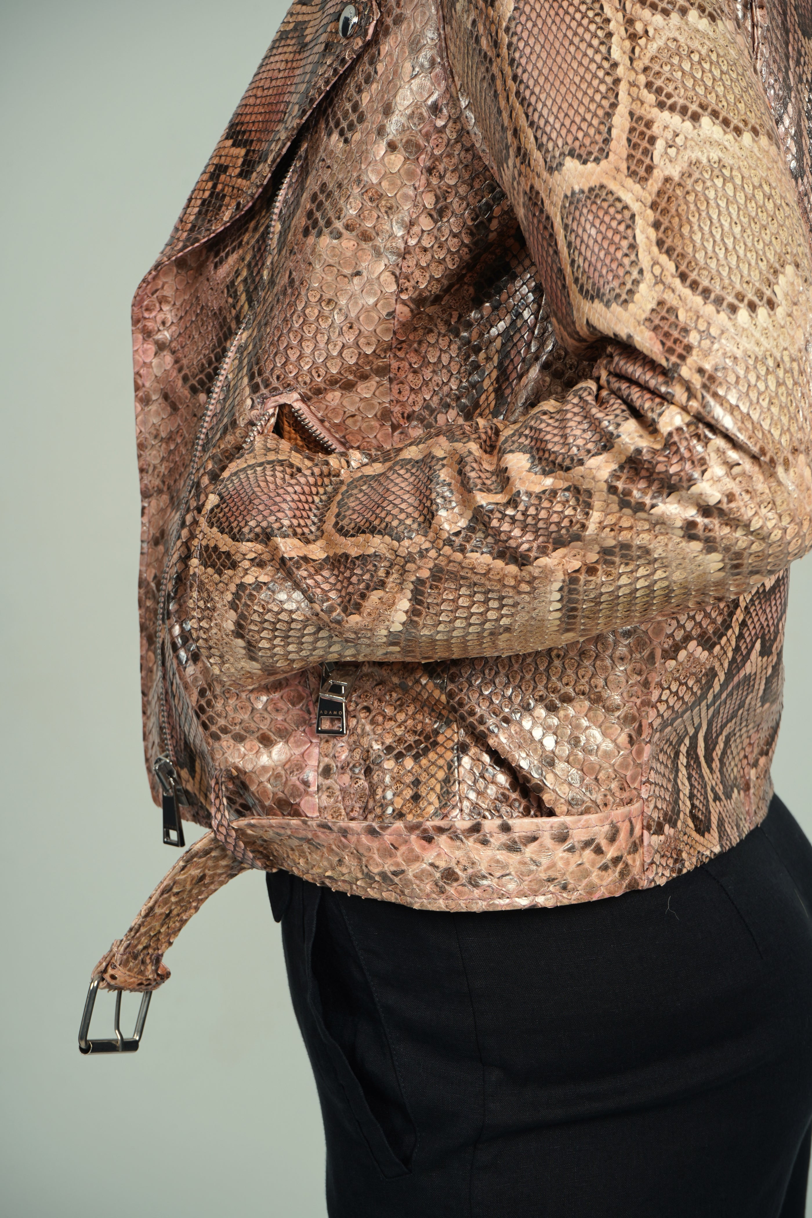 Salmon Gold Python Leather Jacket