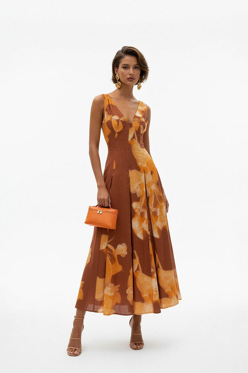 Golden Amber Evening Gown
