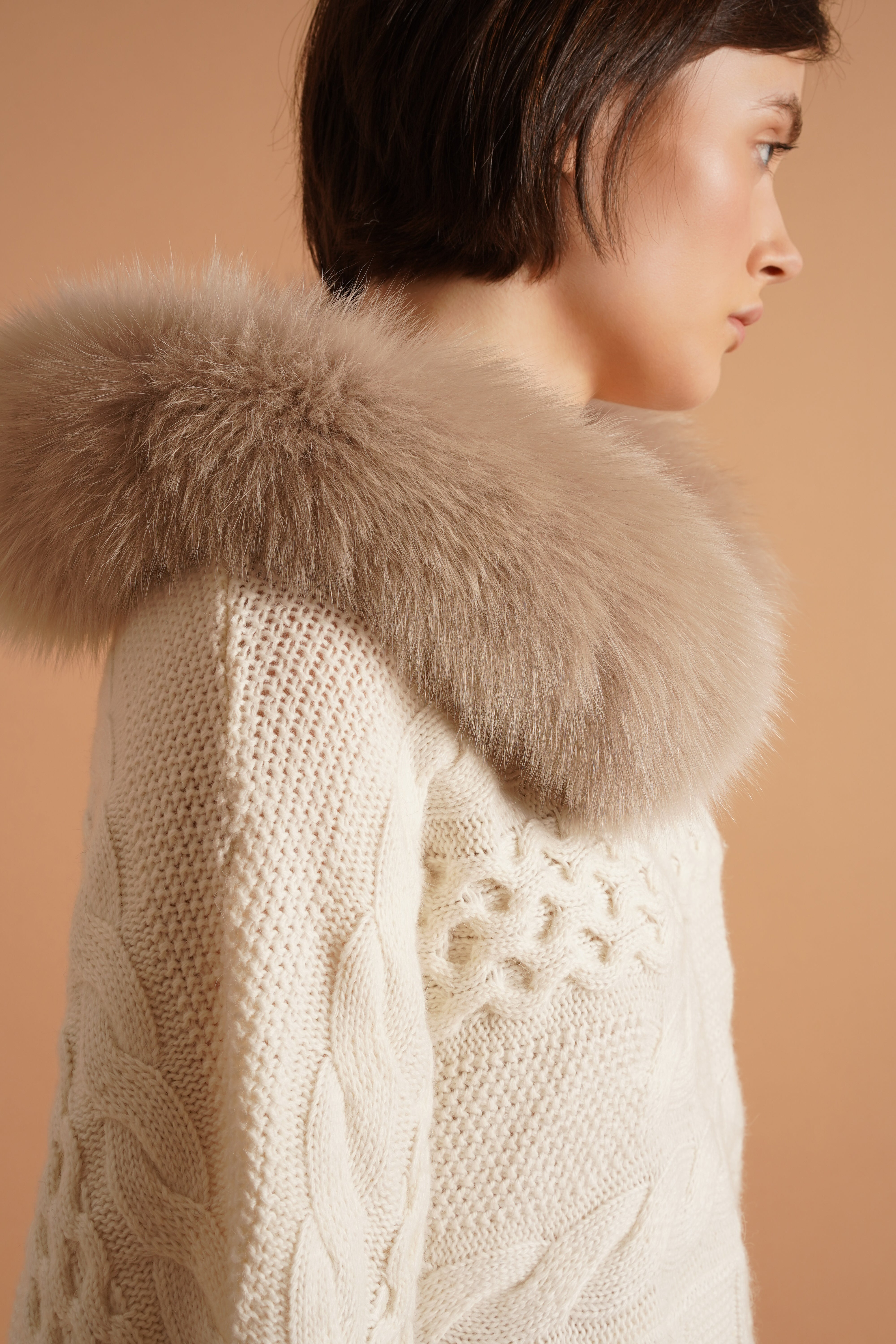 Winter Whispers Fox Trim Knit