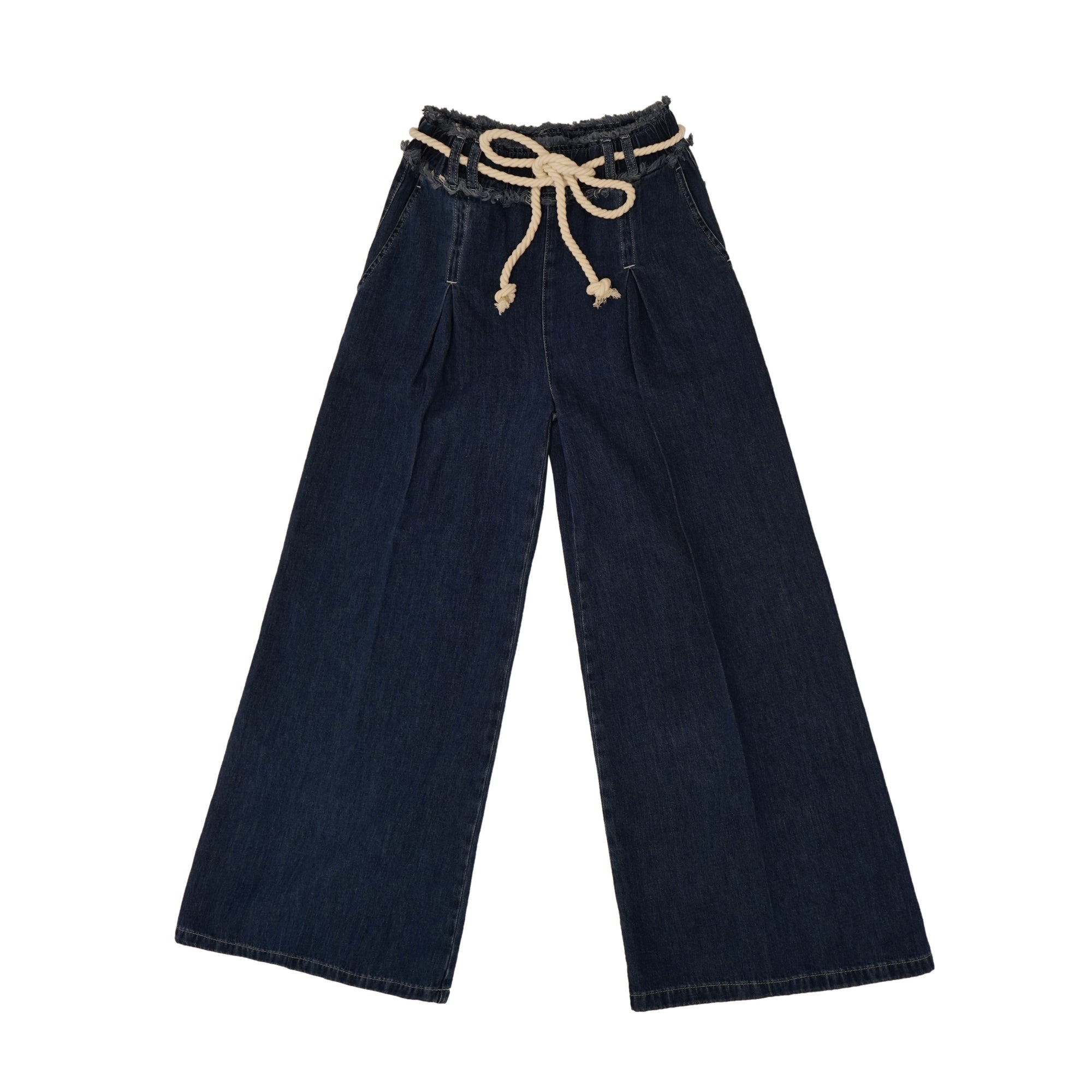 Relaxed Fit Indigo Drawstring Trousers