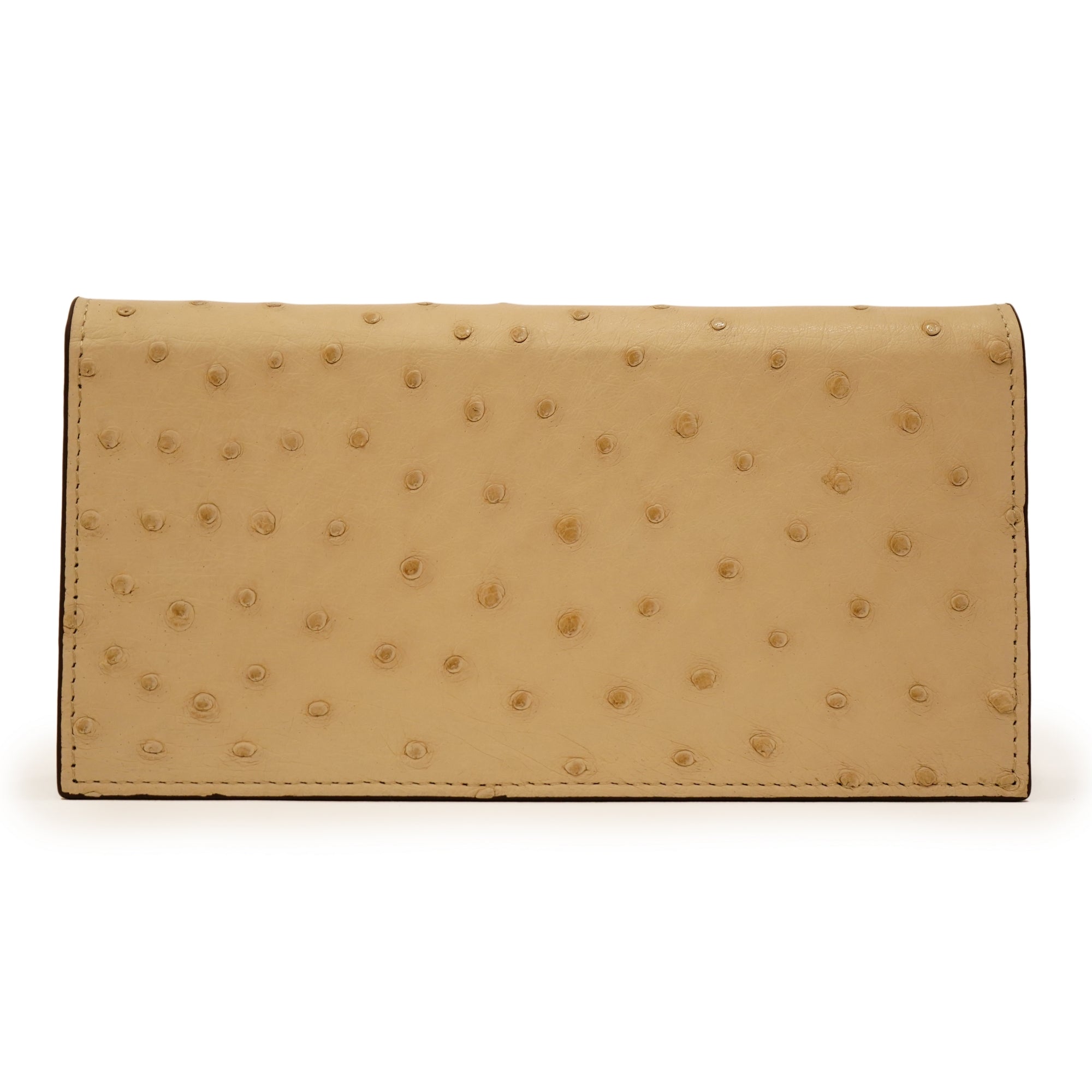 Beige Handmade Ostrich Leather Wallet