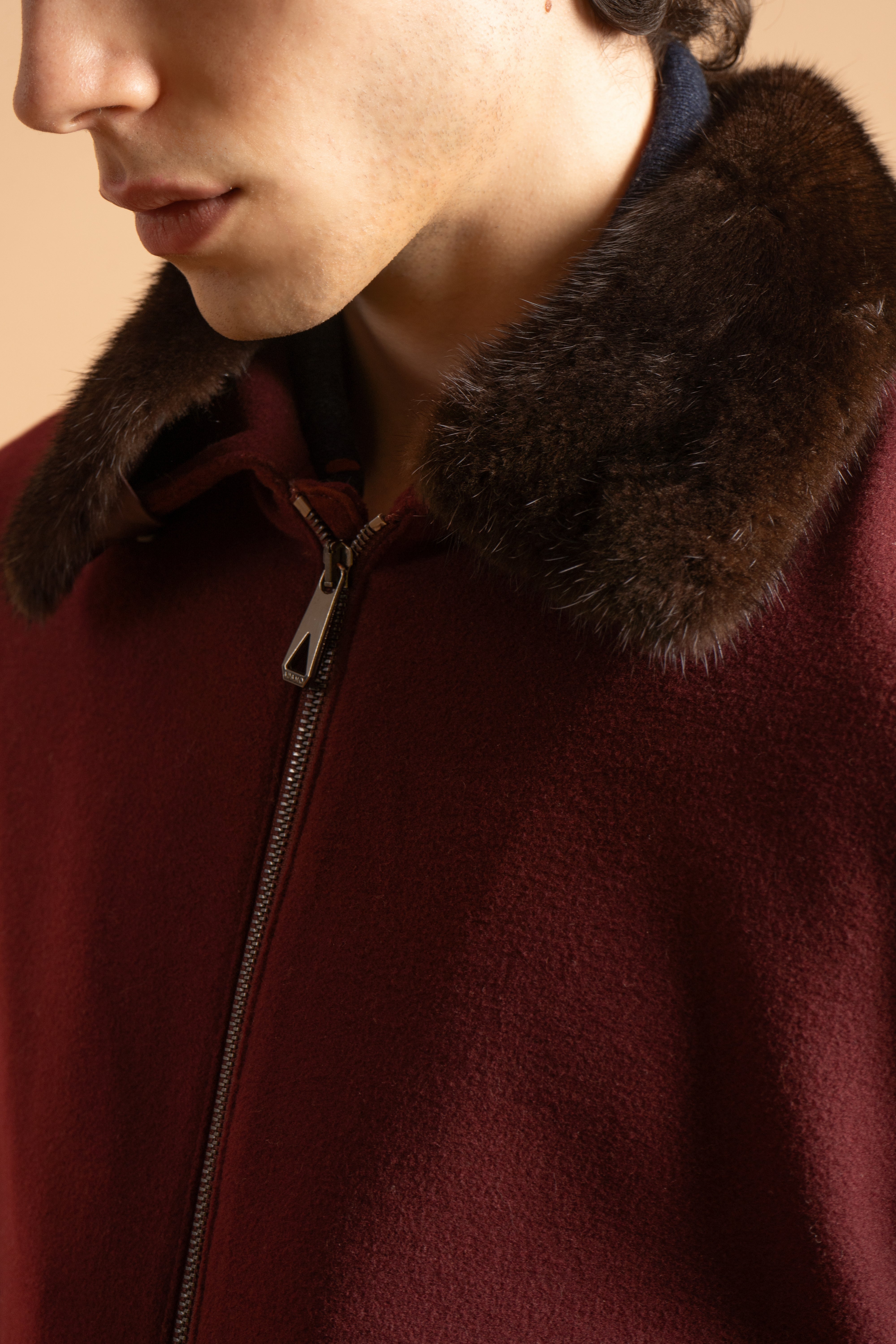 Terracotta Wool & Mink Fur Coat