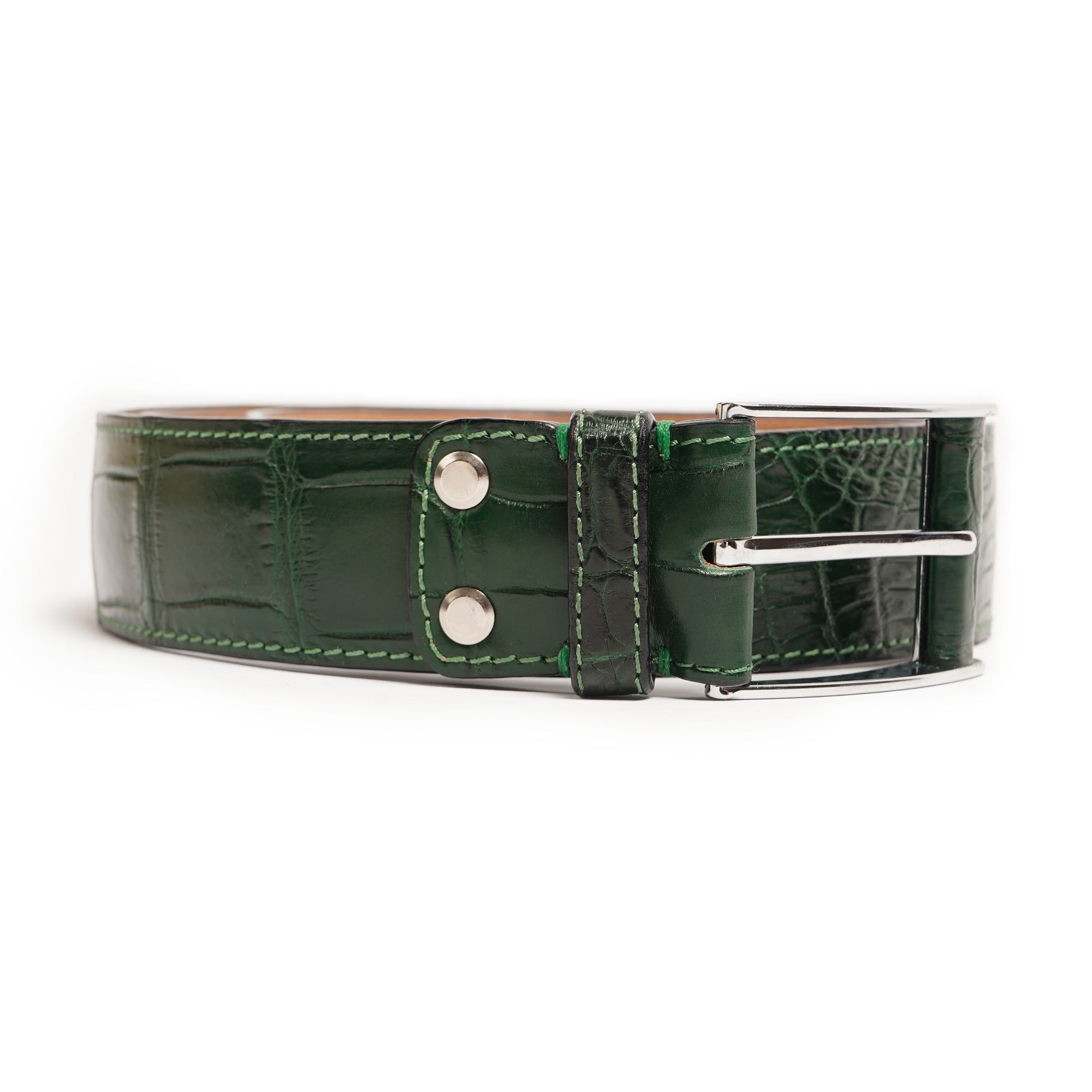 Green Crocodile Leather belt