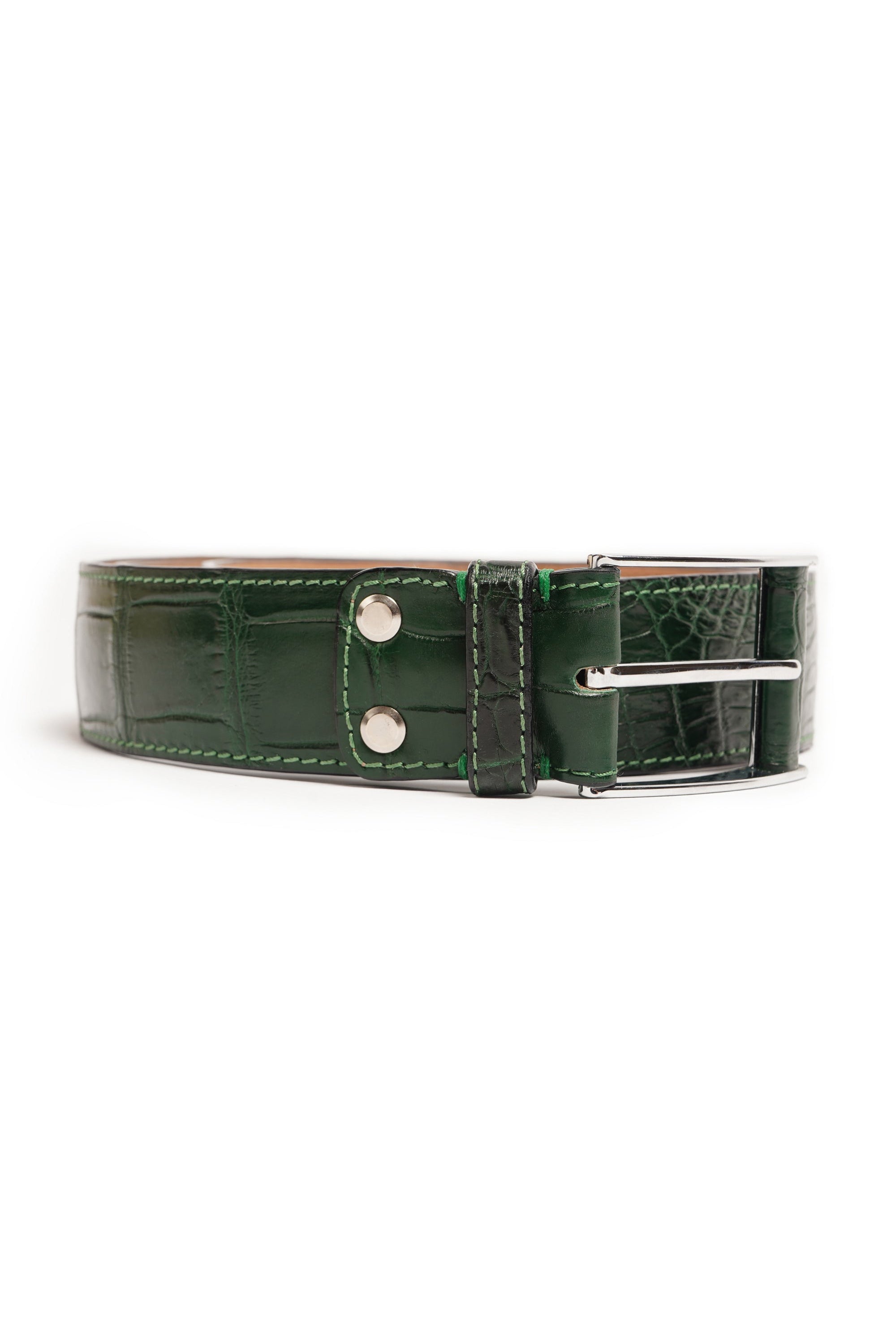 Green Crocodile Leather belt