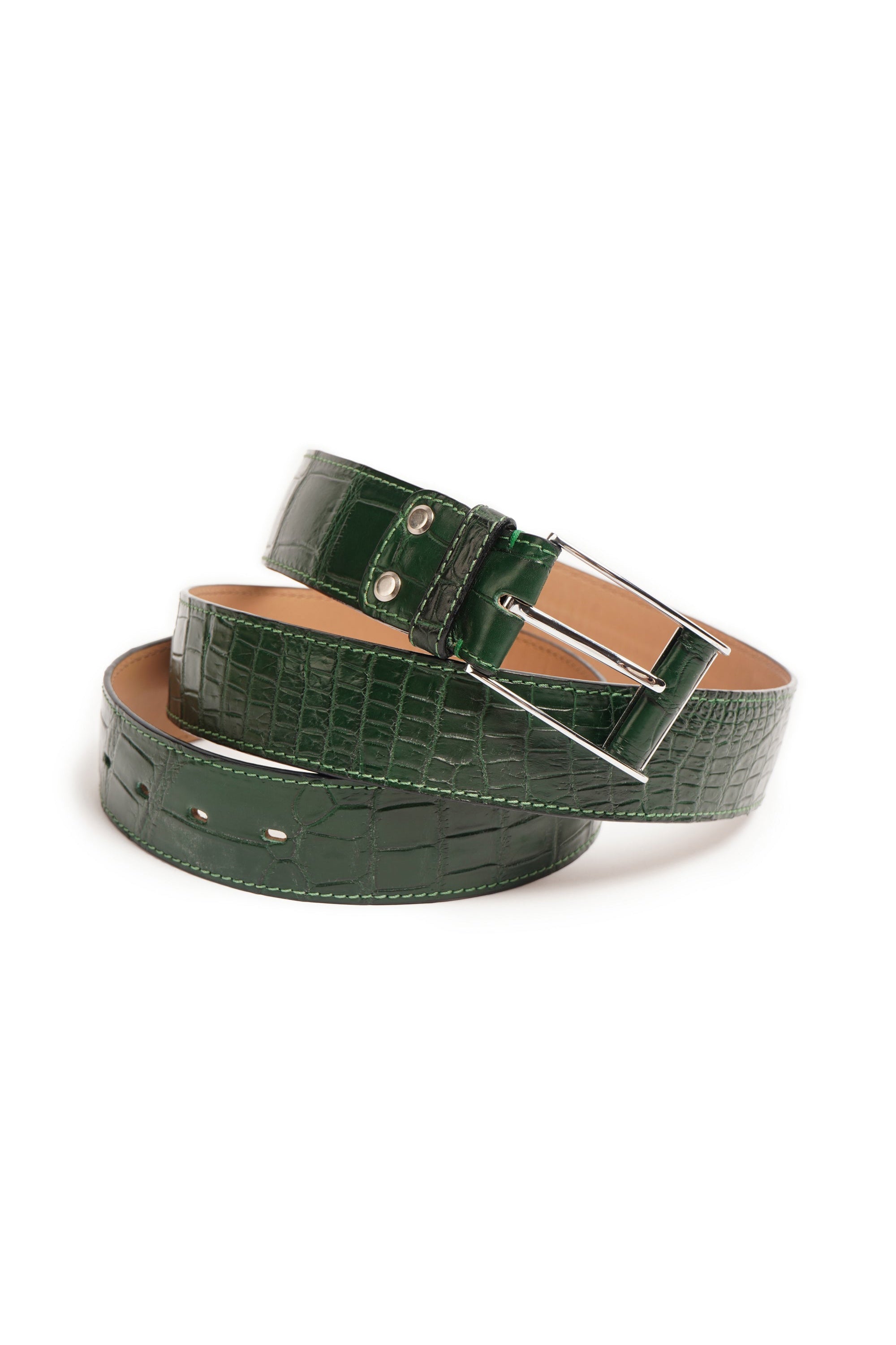 Green Crocodile Leather belt