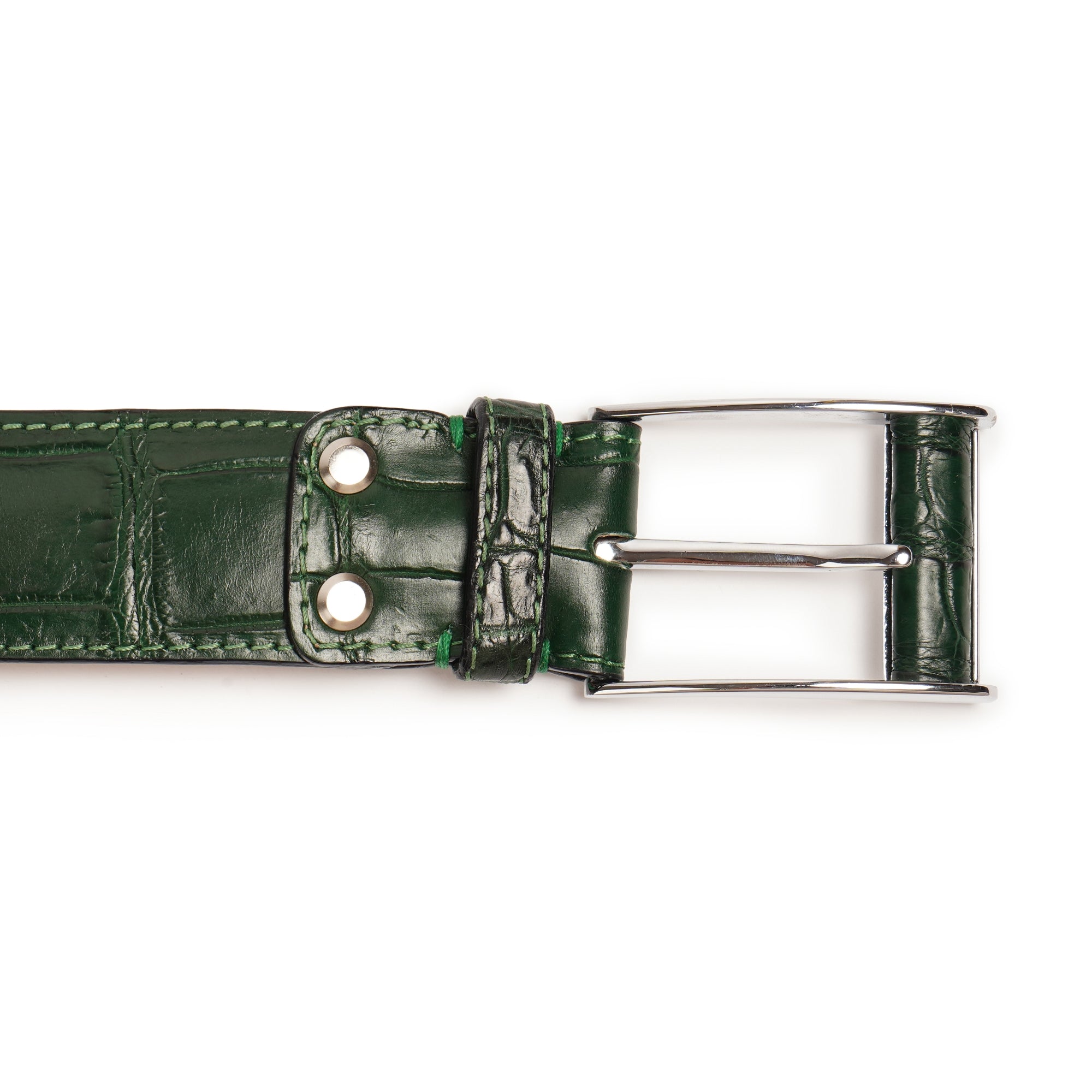 Green Crocodile Leather belt