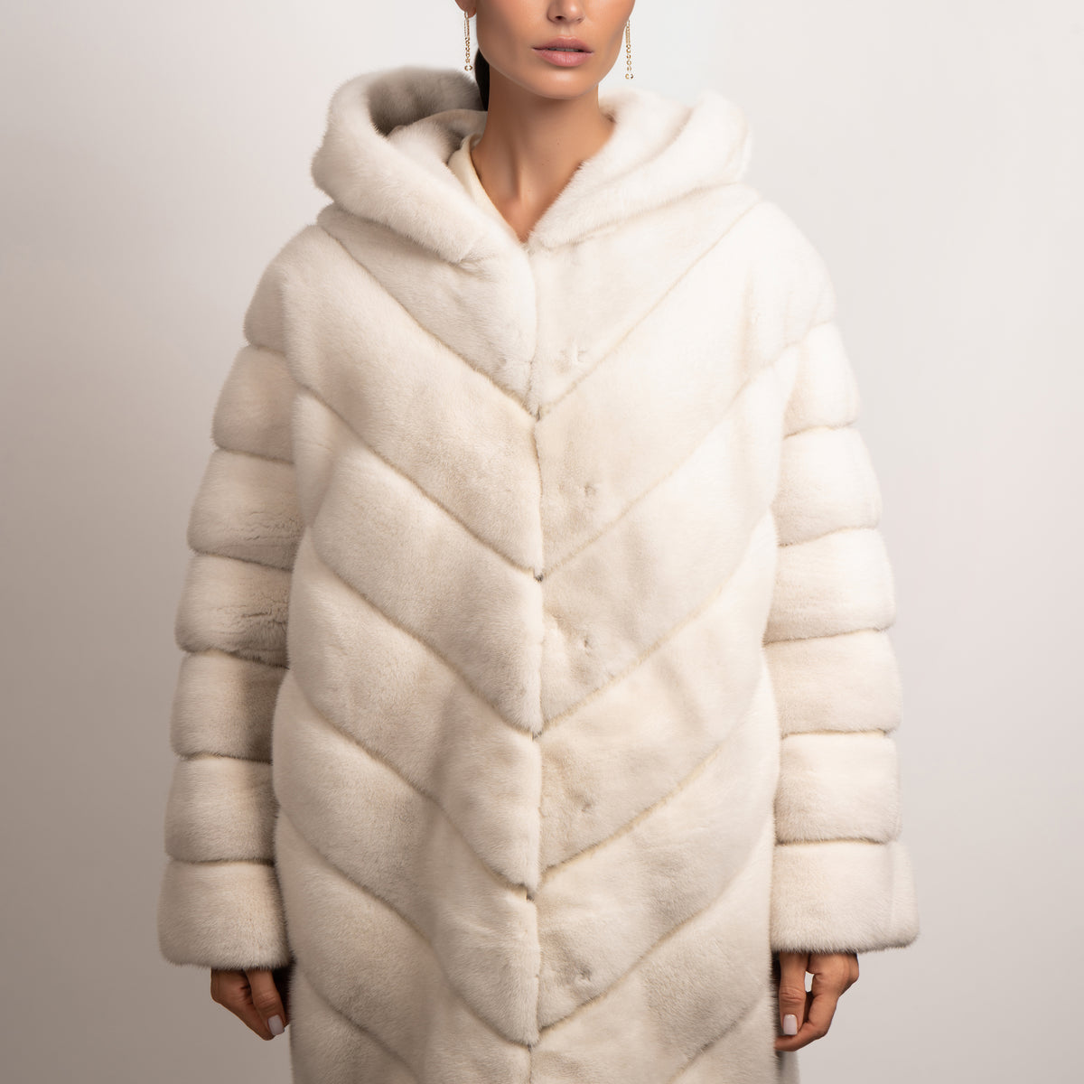 Ivan Mink Fur White Hooded Coat For Sale - William Jacket
