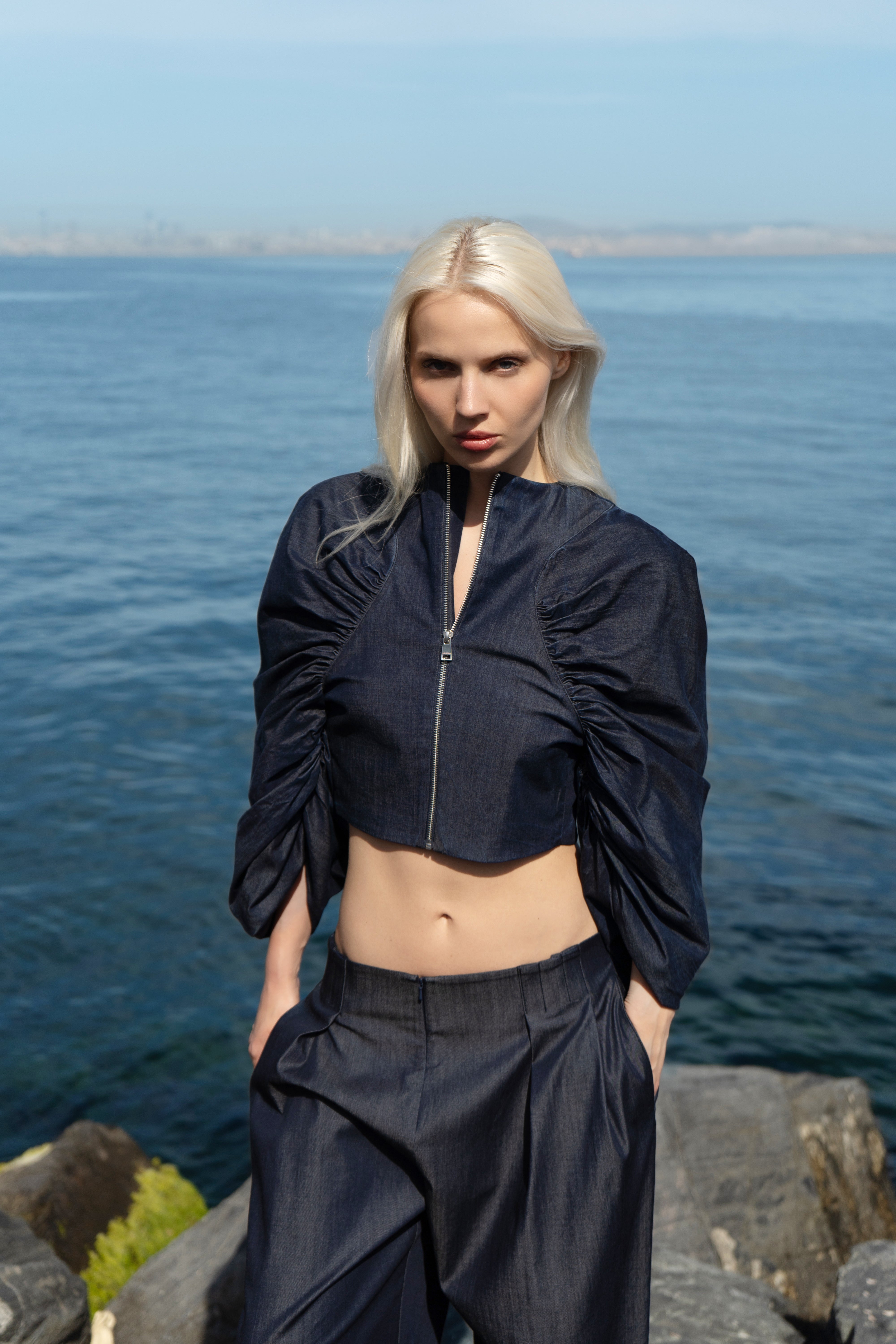 Indigo Sculpt Denim Top