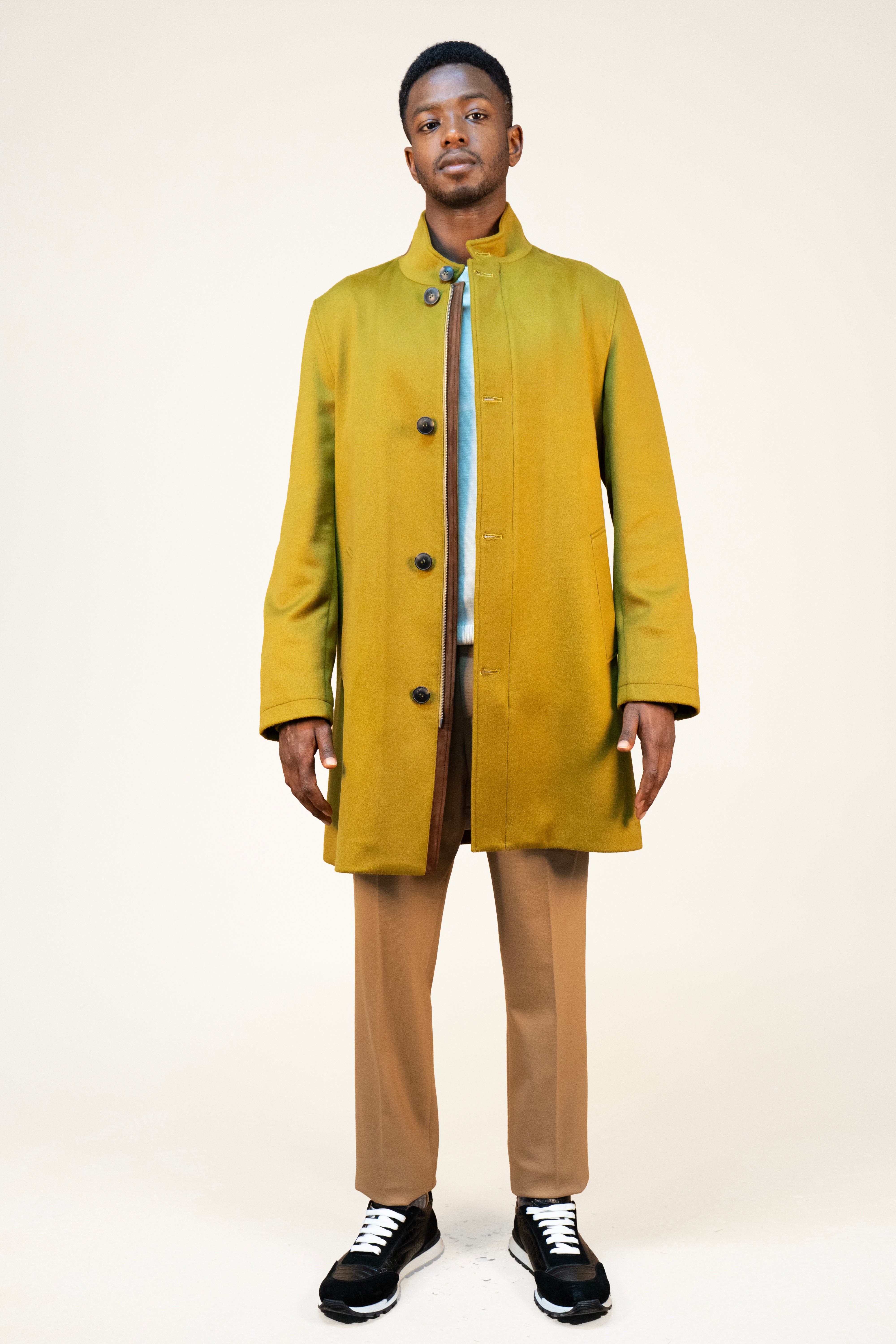 Oil Green Wool Overcoat