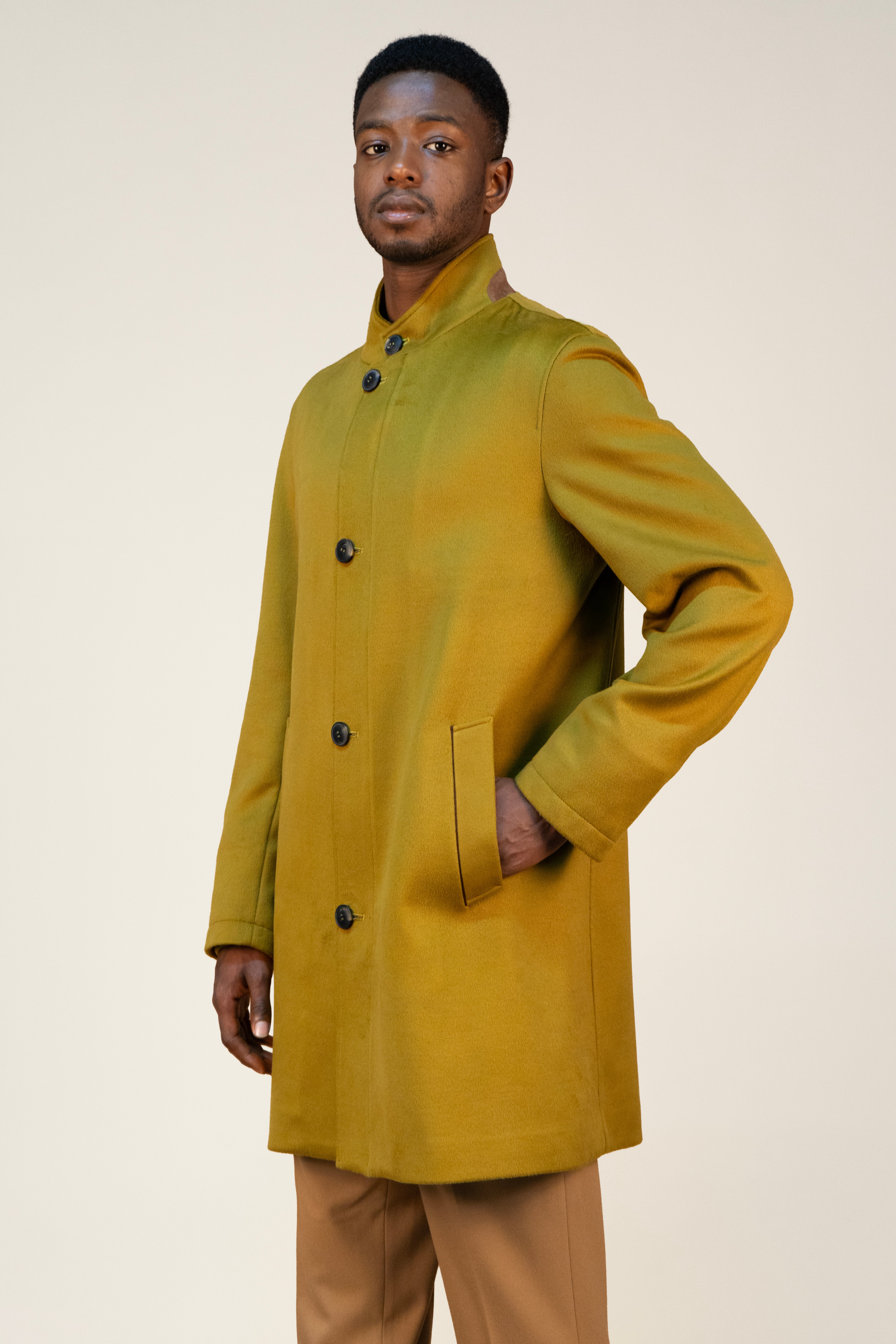 Oil Green Wool Overcoat