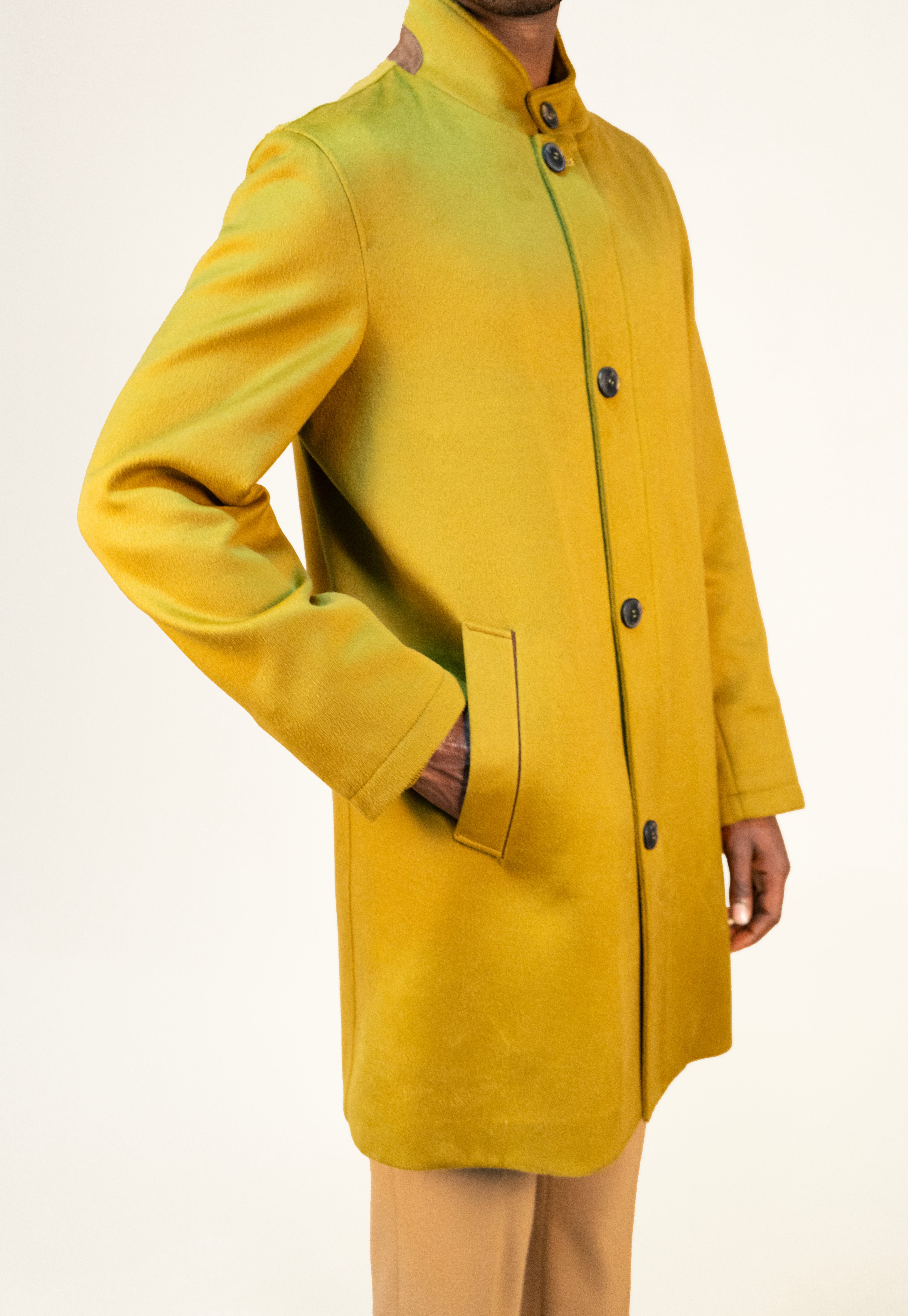 Oil Green Wool Overcoat