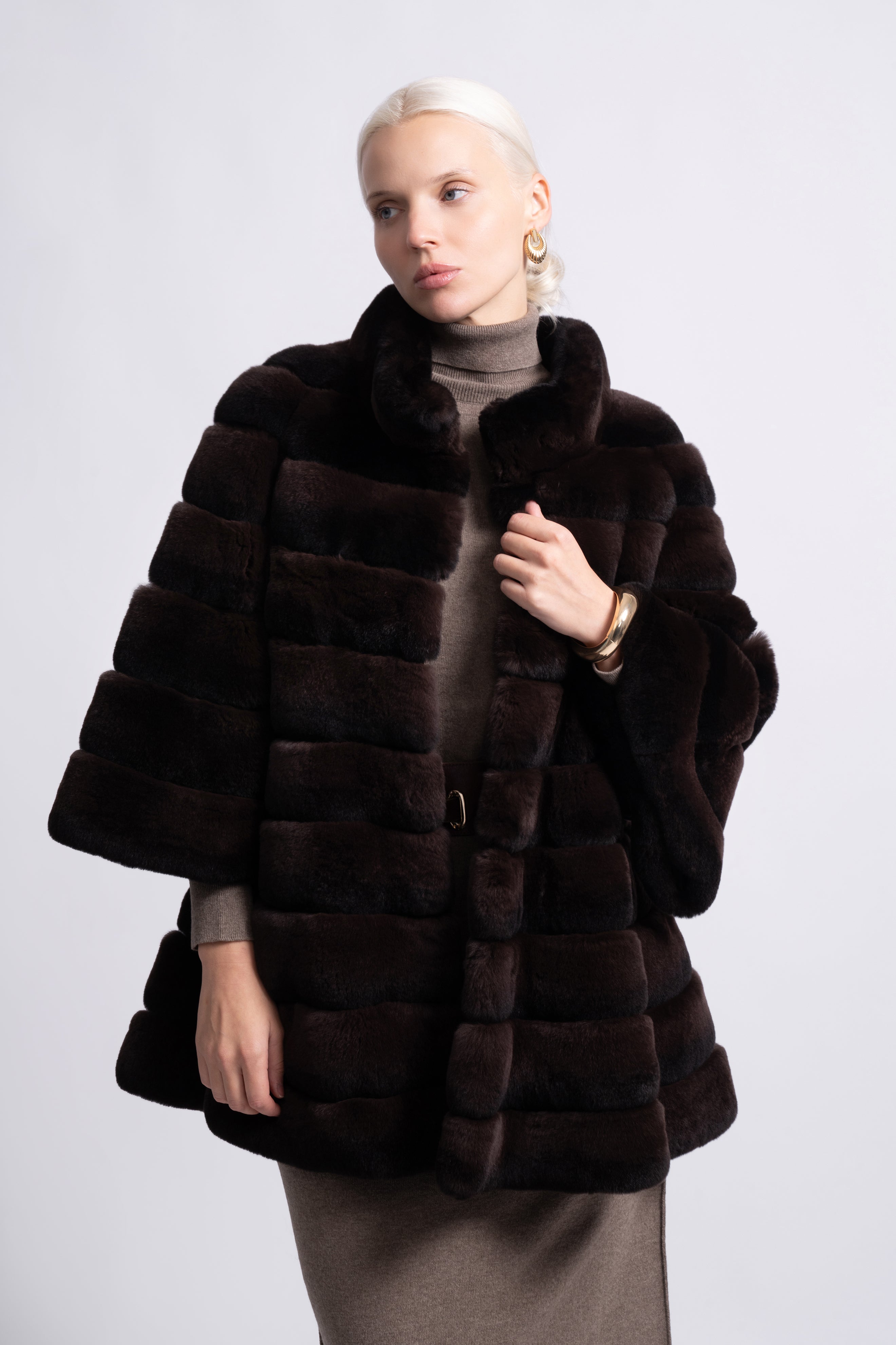 Espresso Brown Rex Fur Jacket