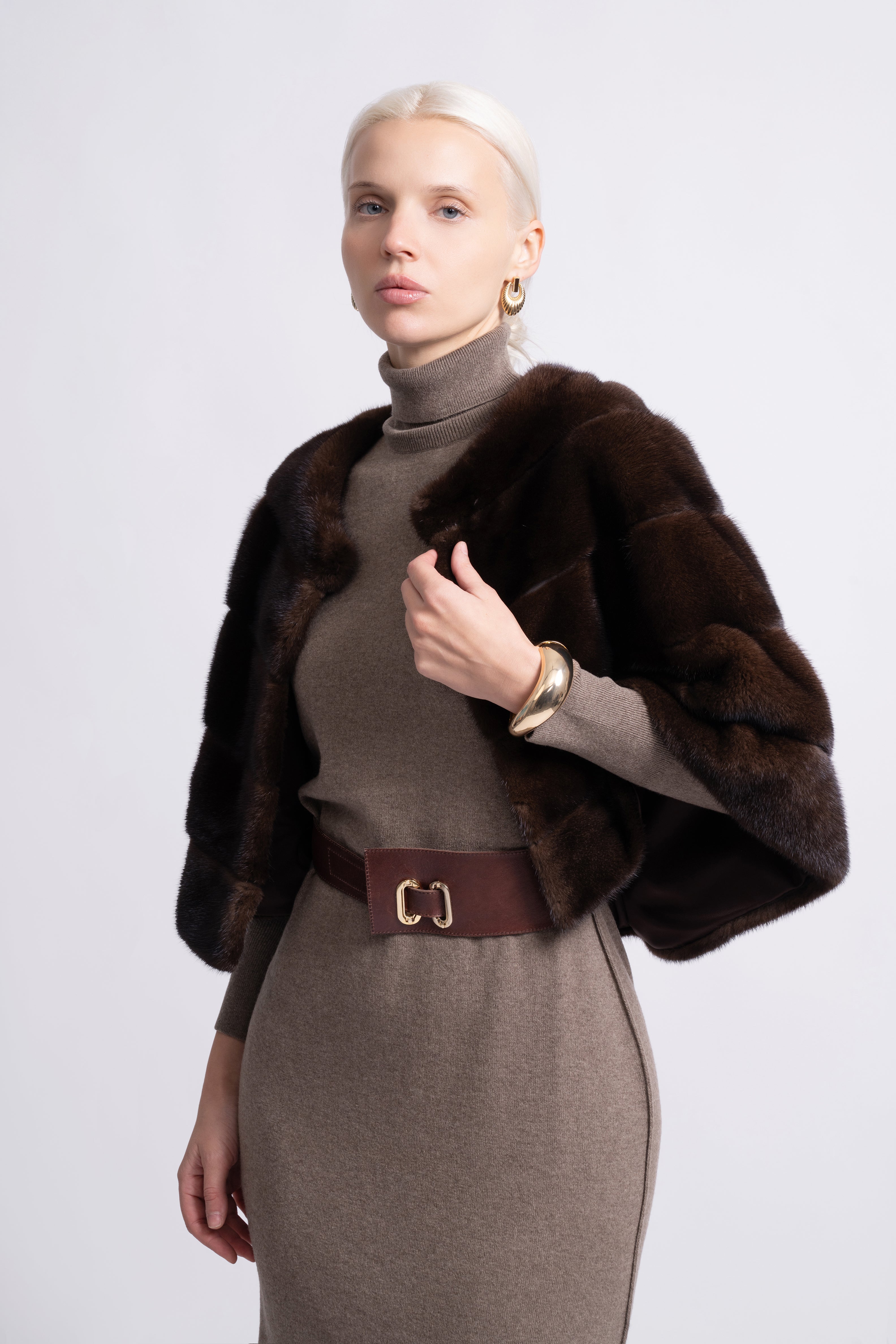 Mocha Elegance Mink Fur Bolero