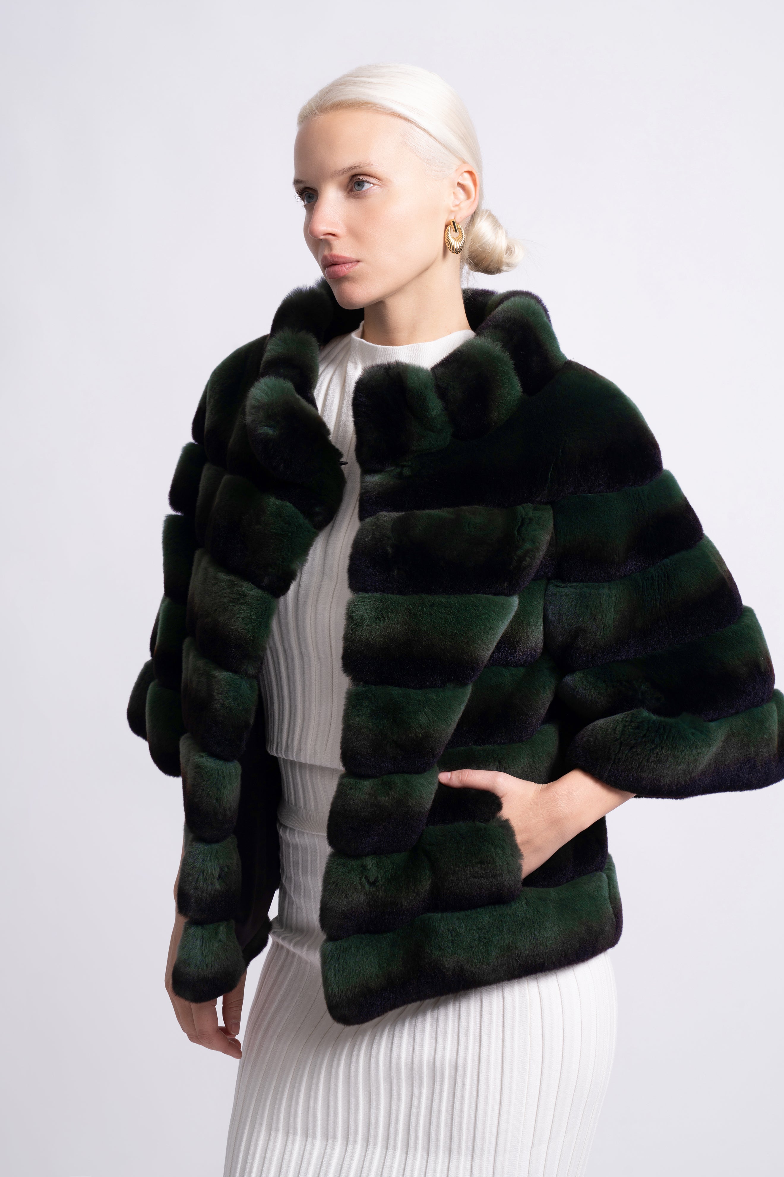 Emerald Whisper Rex Fur Jacket