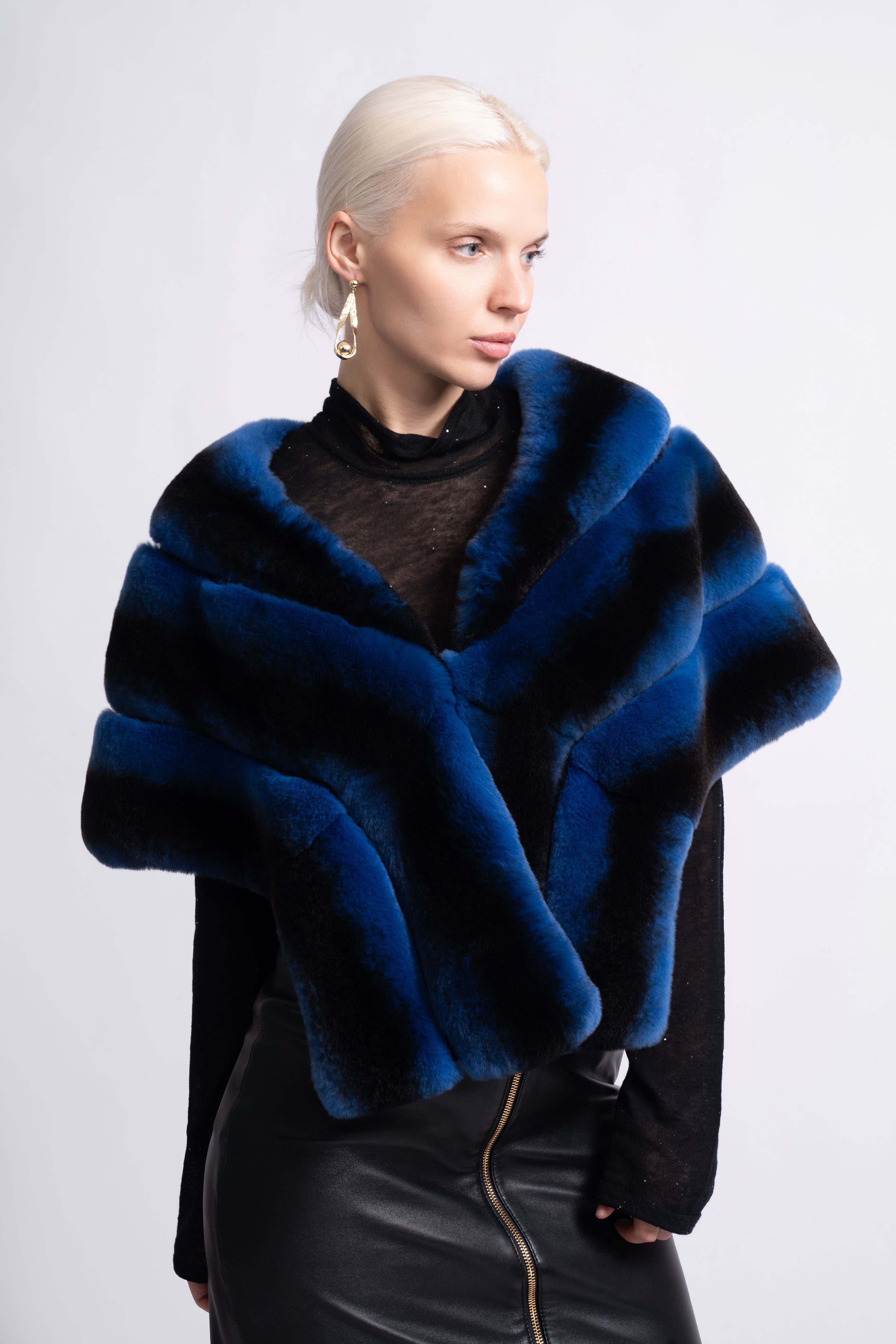 Midnight Rex Fur Cape