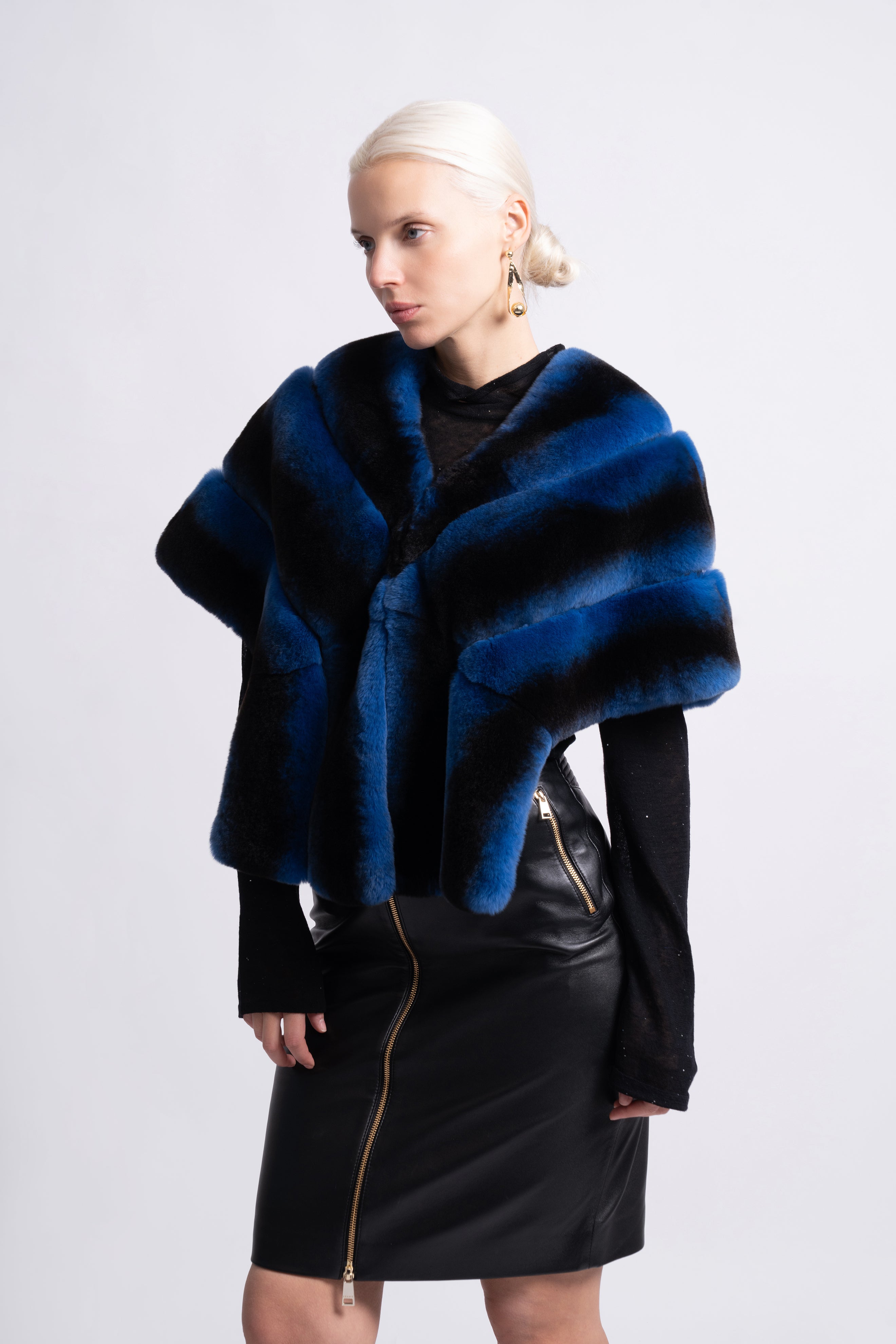 Midnight Rex Fur Cape