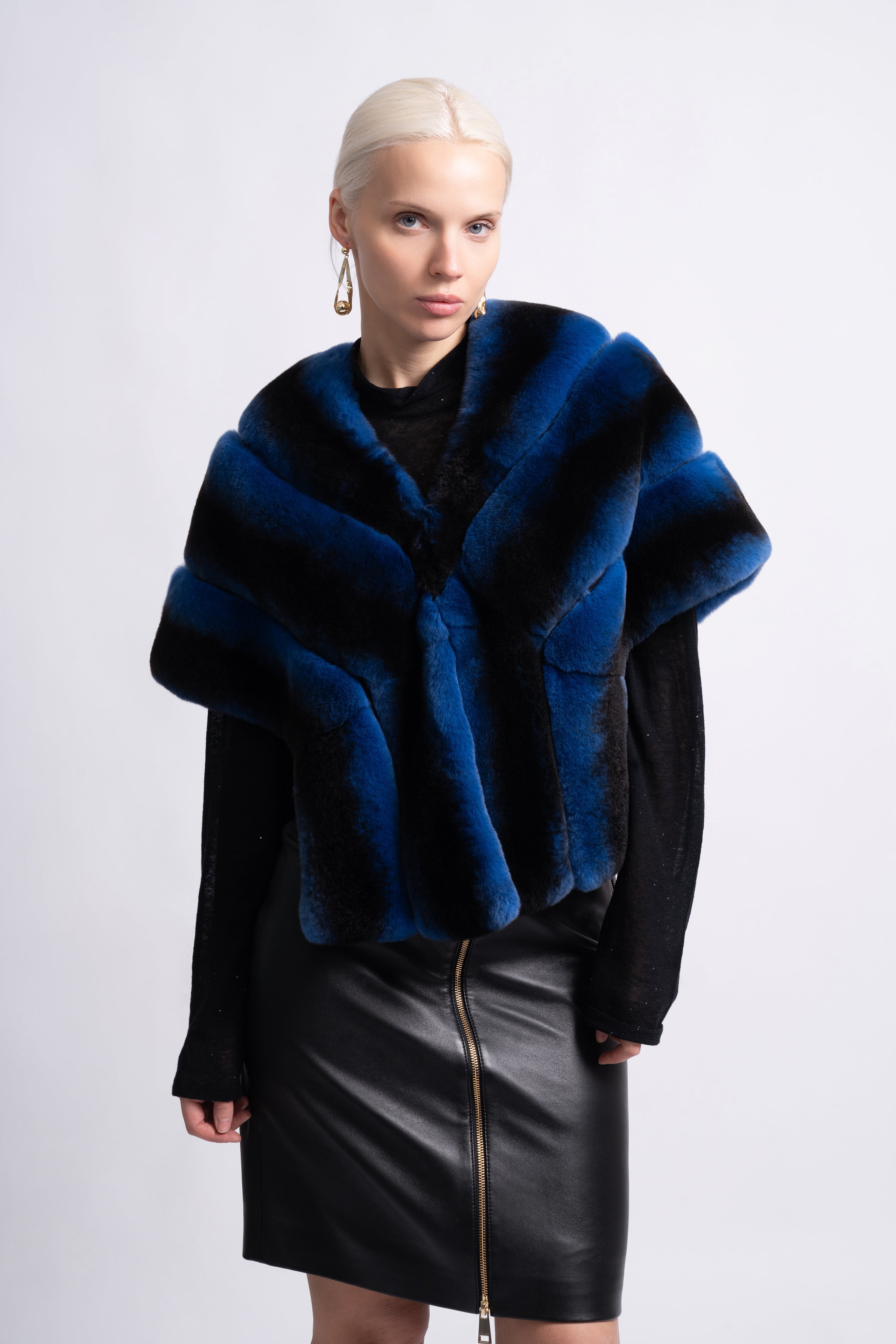 Midnight Rex Fur Cape