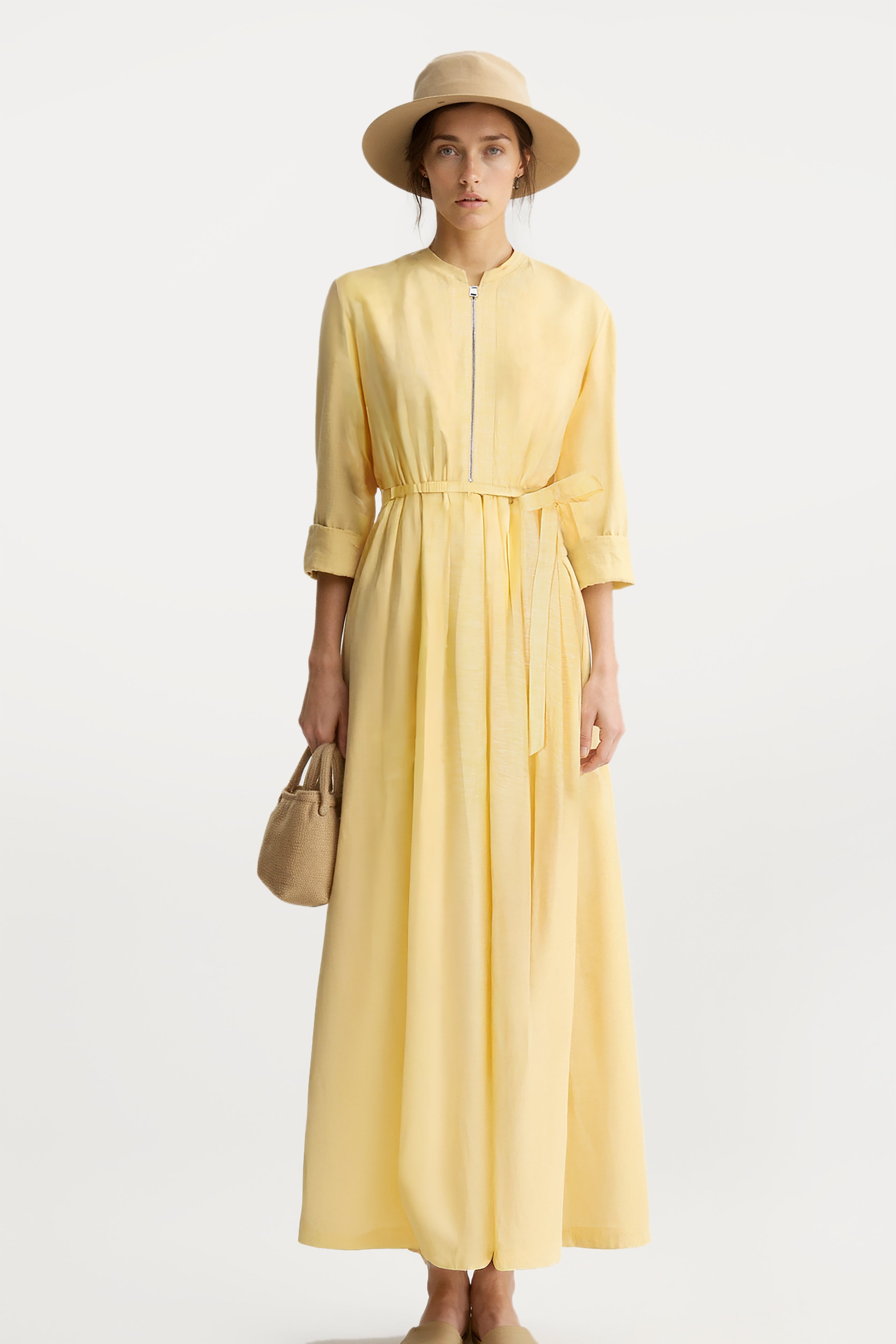 Sunlit Marigold Linen Dress