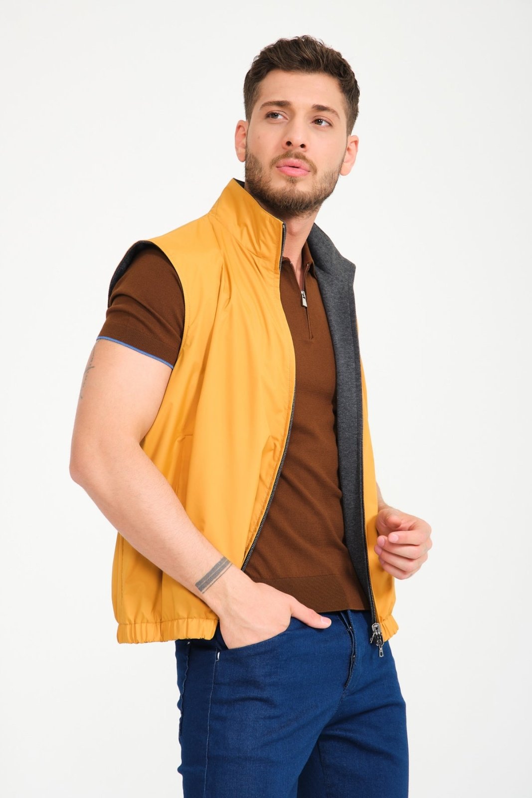 Amber / Grey Double Face Waterproof Vest - ADAMO