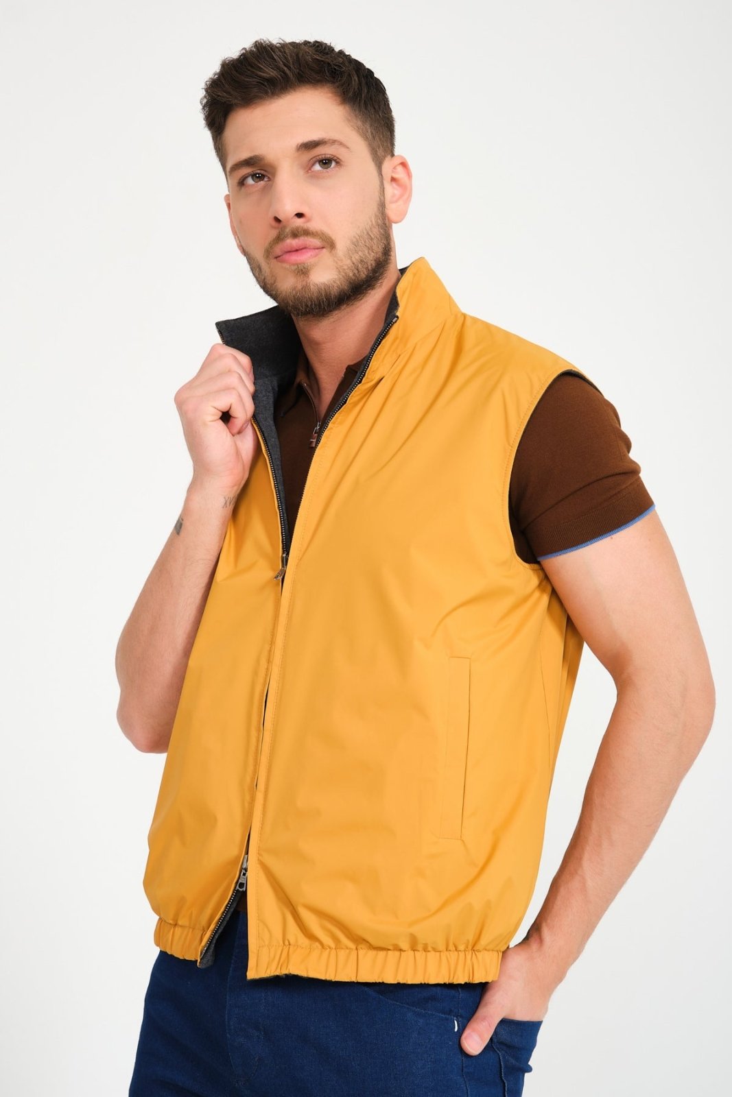 Amber / Grey Double Face Waterproof Vest - ADAMO