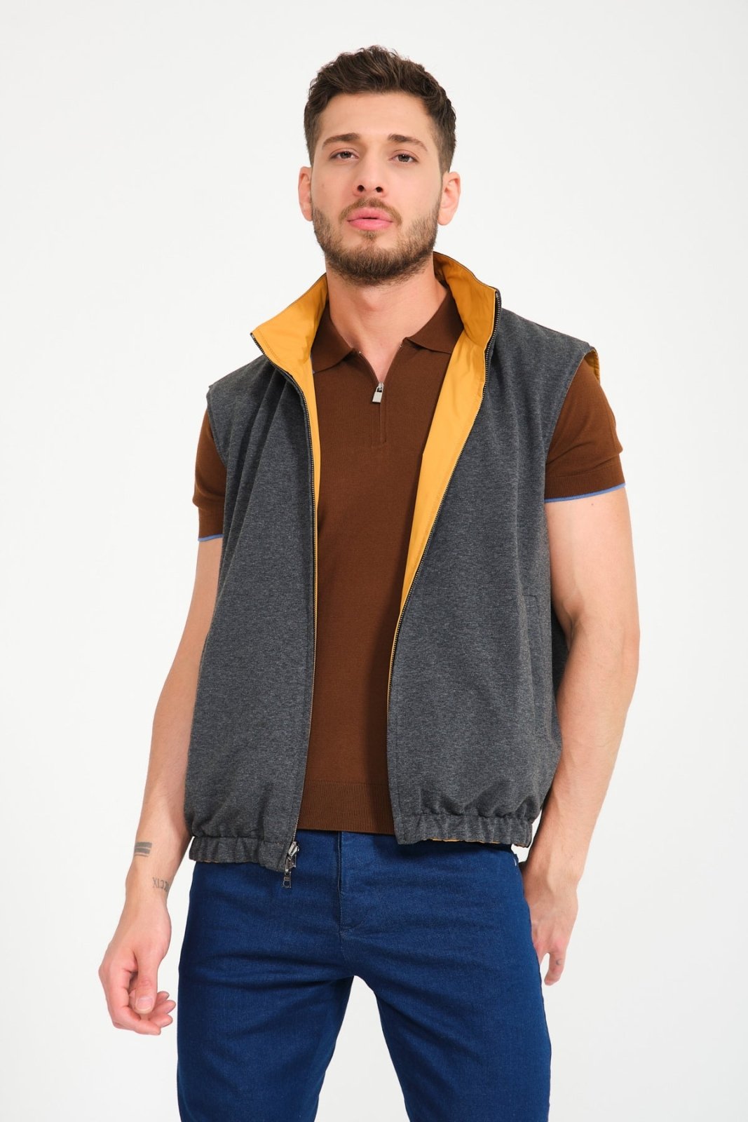 Amber / Grey Double Face Waterproof Vest - ADAMO