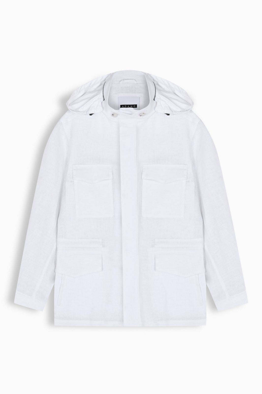 Arctic White Linen Parka - ADAMO