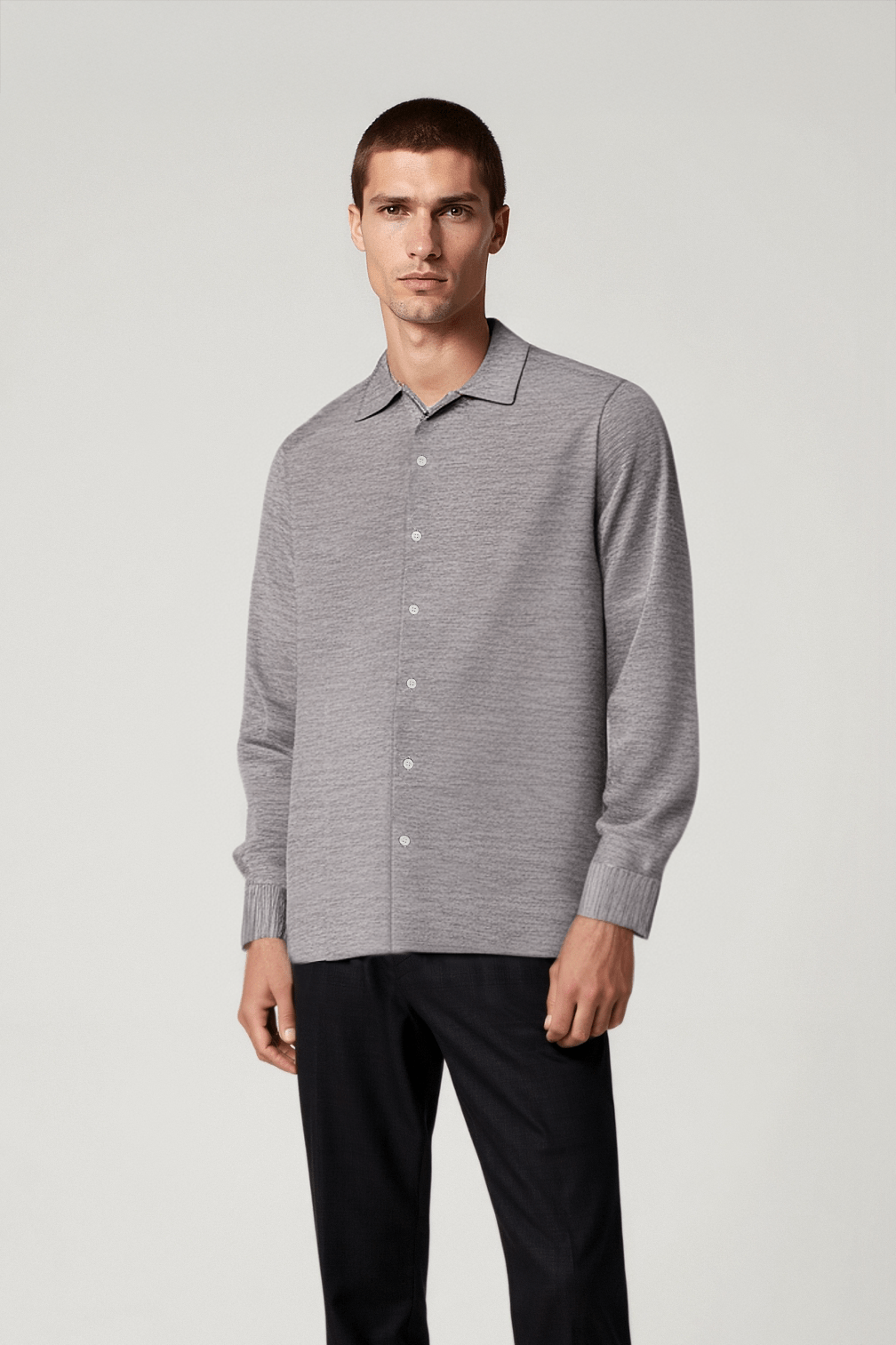 Ash Grey Cotton Shirt - ADAMO