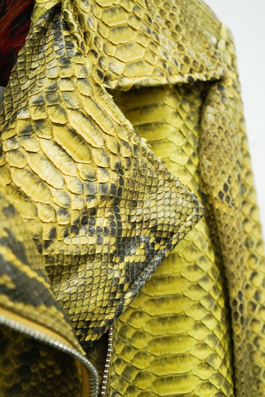 Aurum Python Leather Biker Jacket - ADAMO