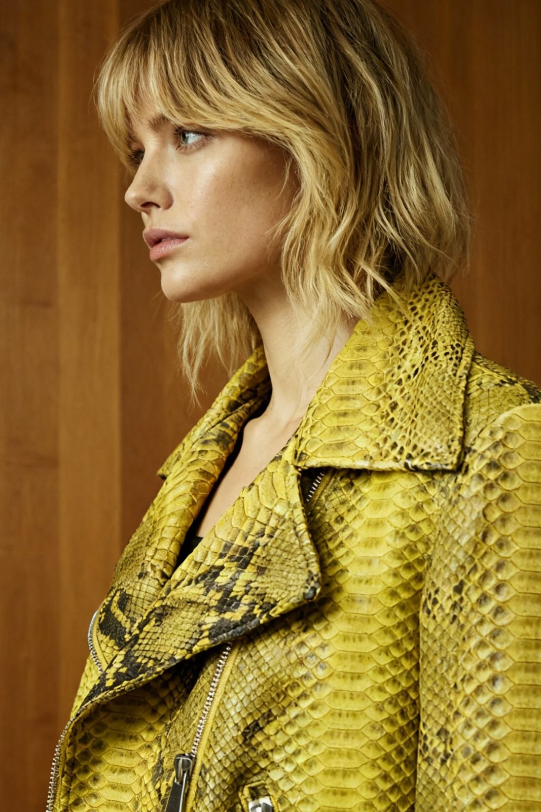 Aurum Python Leather Biker Jacket - ADAMO