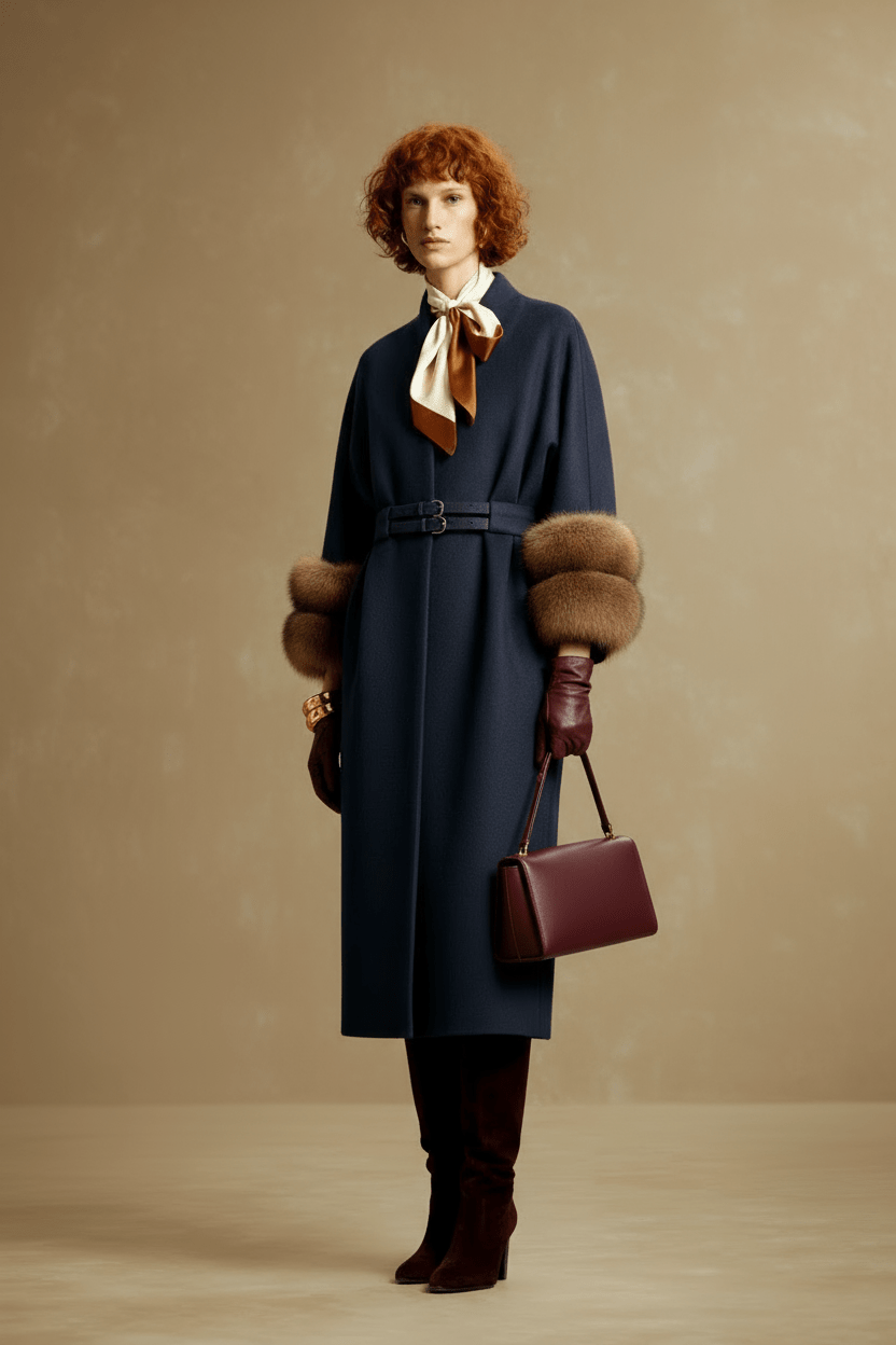 Azure Sable Cuff Coat - ADAMO
