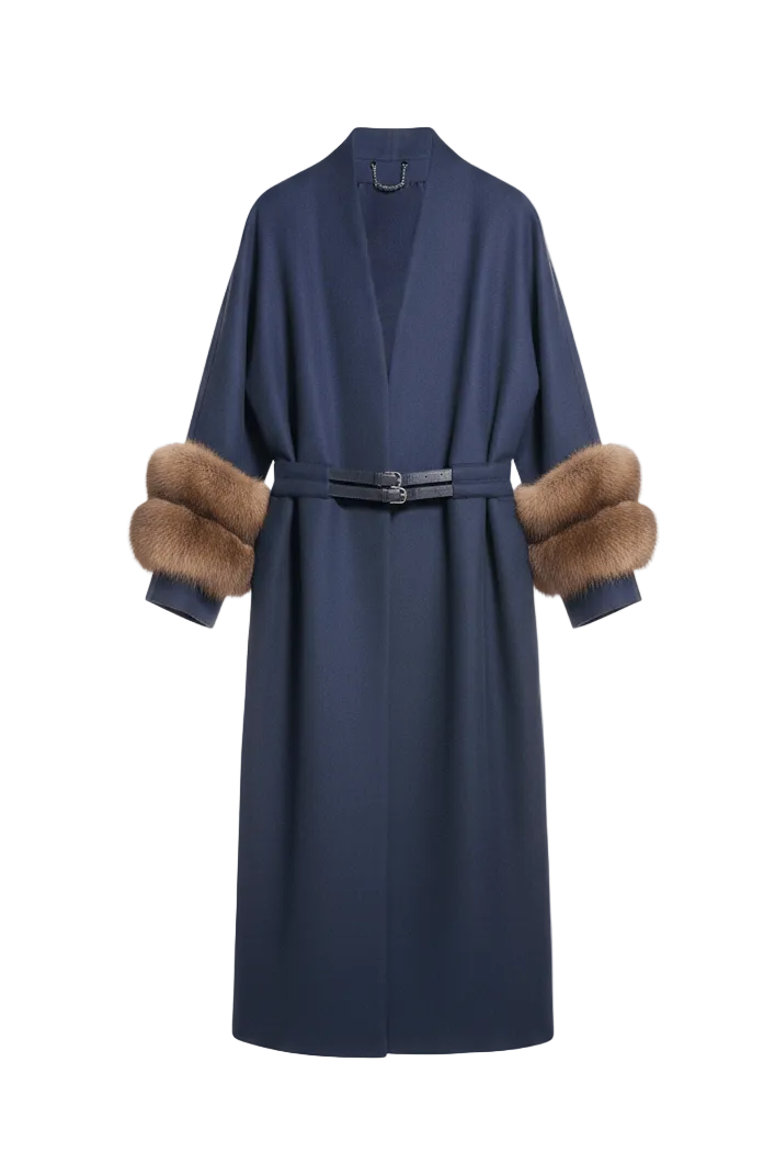 Azure Sable Cuff Coat - ADAMO
